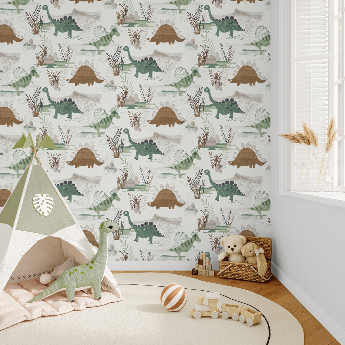 Papier peint Dinosaure Enfant vert - Imagine de Lutèce | Réf. LTC-DL27544