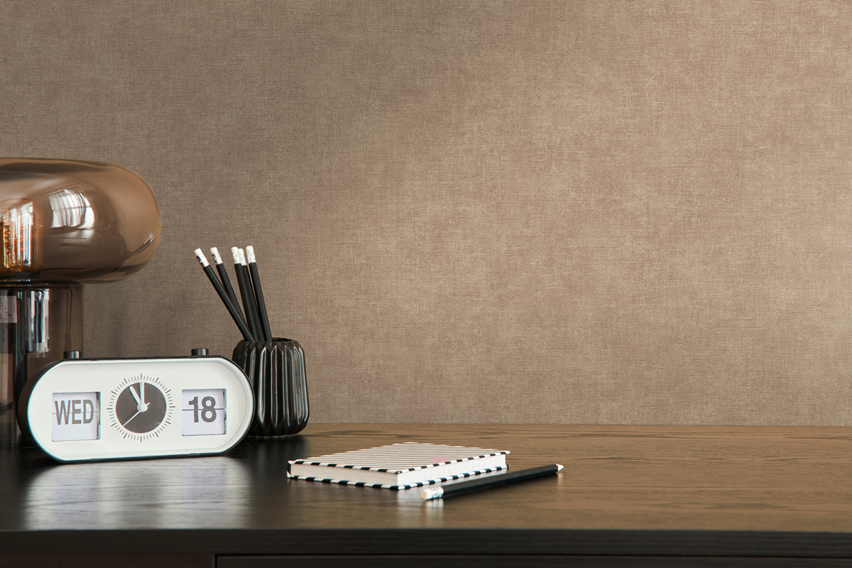 Papier peint Uni Nuancé Toile marron kaki - Smart Surfaces d'A.S. Création | Réf. AS-395666