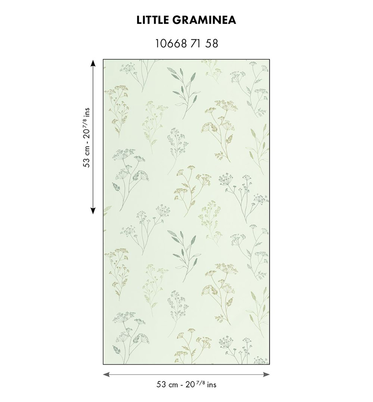 Papier peint Fleur Little Graminea vert d'eau pâle - Art of Botany de Casélio AMBR | Réf. AOB106687158