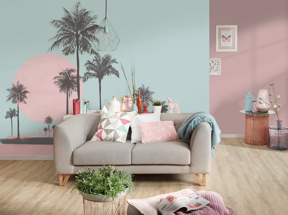 Papier peint panoramique Palmiers Miami Beach Sunrise 1 - Référence DD119761 - Intissé 200g/m2 - Standard 400 x 270