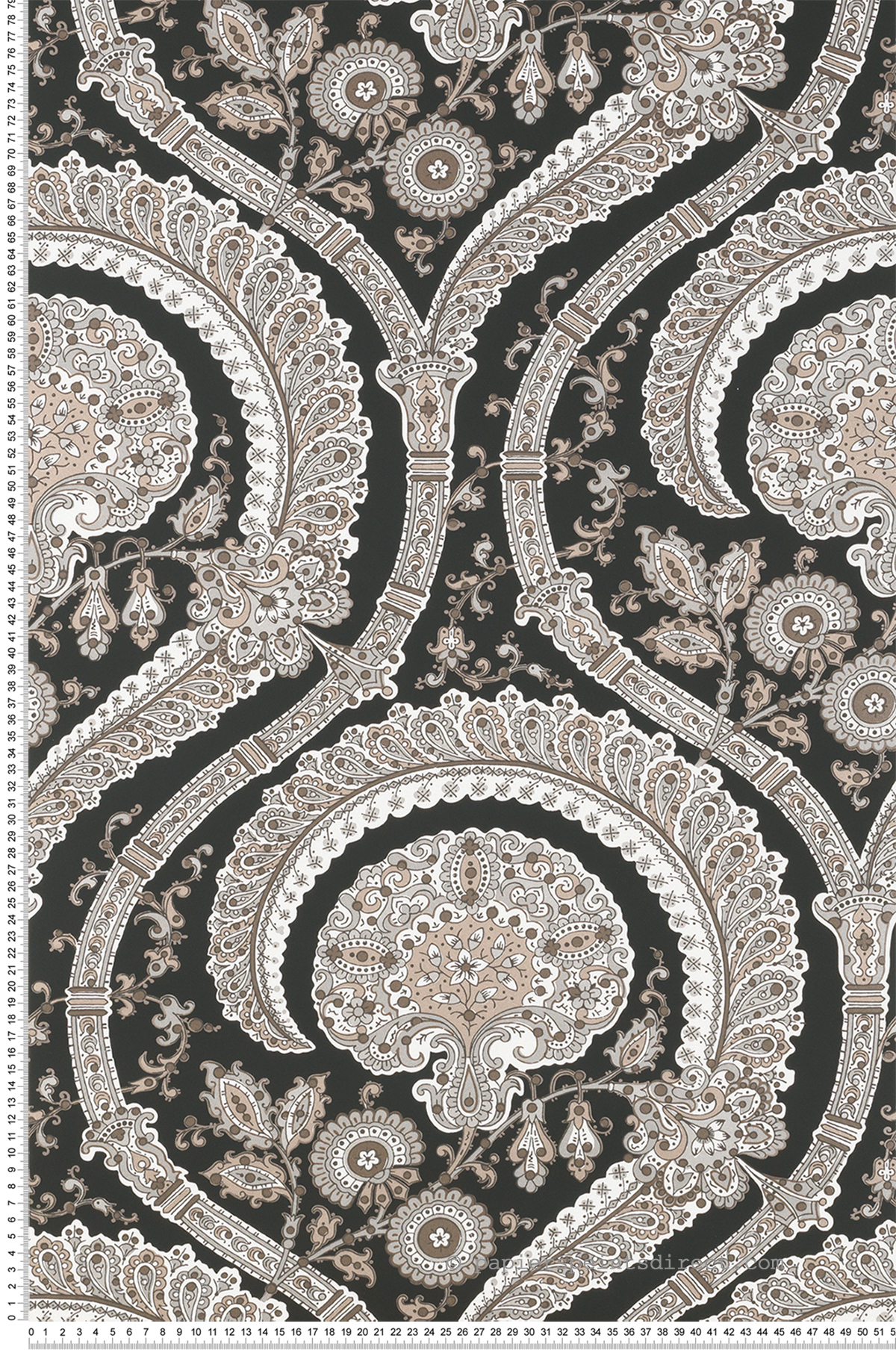 Papier peint Paisley Les Indiennes argenté - Les Indiennes de Nina Campbell | Réf. OSB-NCW4350-06