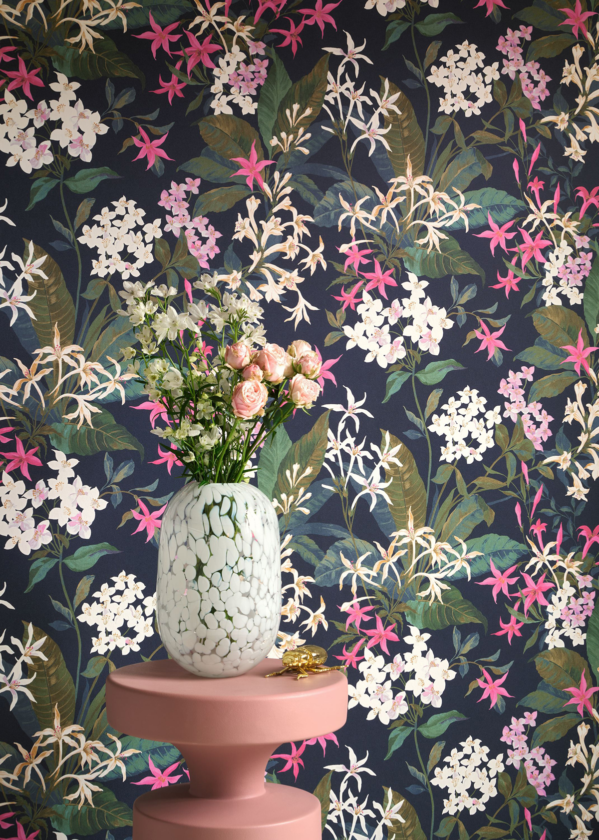 Papier peint Fleuri Songe de Jasmin fuchsia - Le Beau Jardin de Casadéco | Réf. BJAR202564567