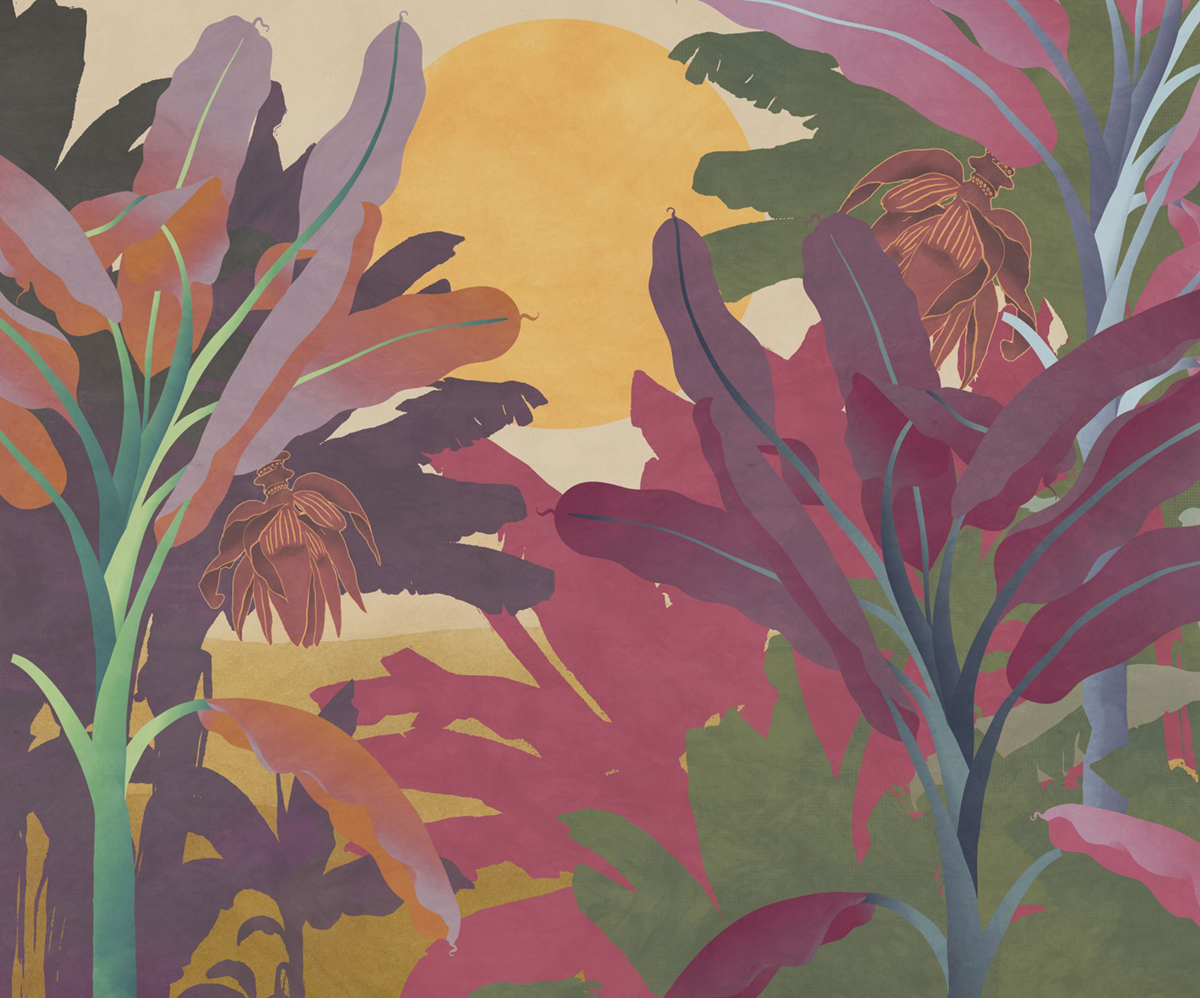 Papier peint panoramique Jungle Tropicale Vida Loca rose - Seasons de Komar
