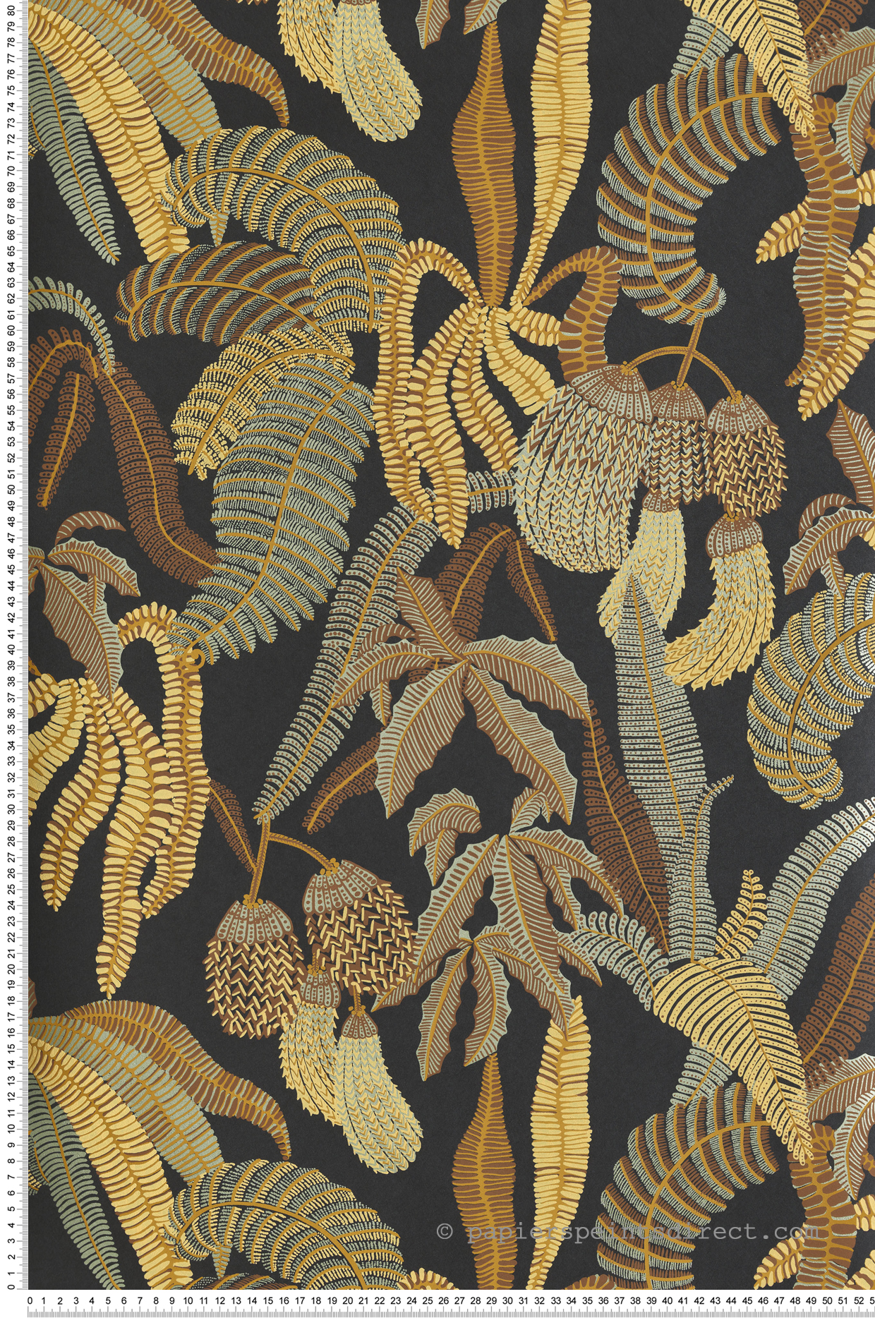 Papier peint Jardin Ninfa jaune noir métallisé - Romance de Masureel | Réf. MAS-ROM002