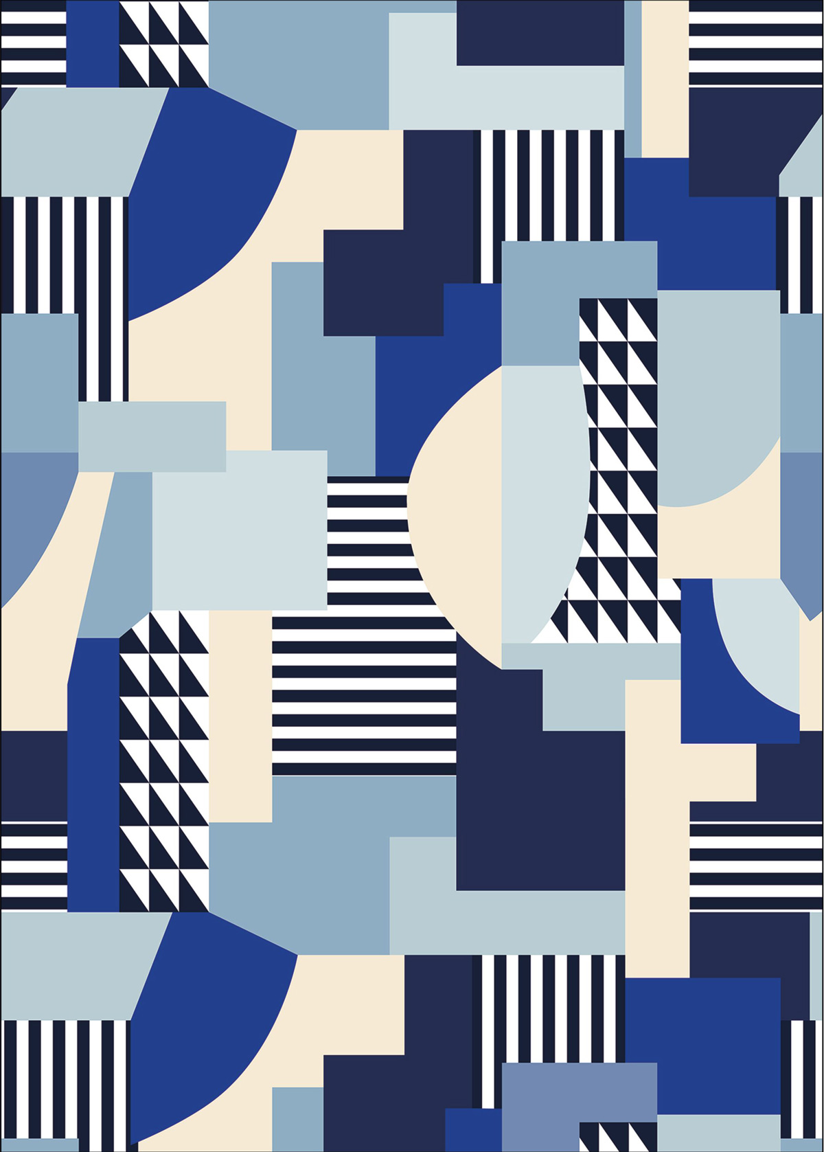 Papier peint panoramique Pop Electricity bleu électrique M - Outlines de Casélio | Réf. OTLS105070603