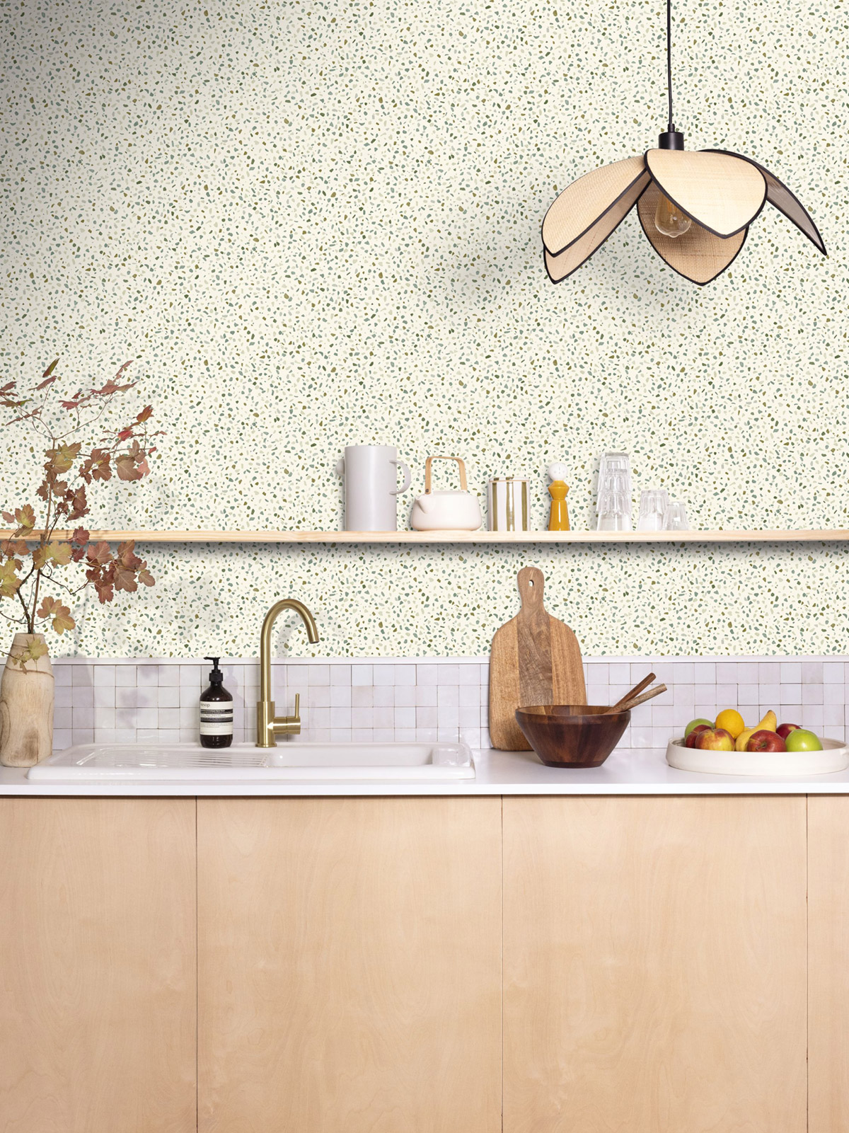 Papier peint Terrazzo Granito vert - Kitchen Box de Casélio | Réf. KBO106890772