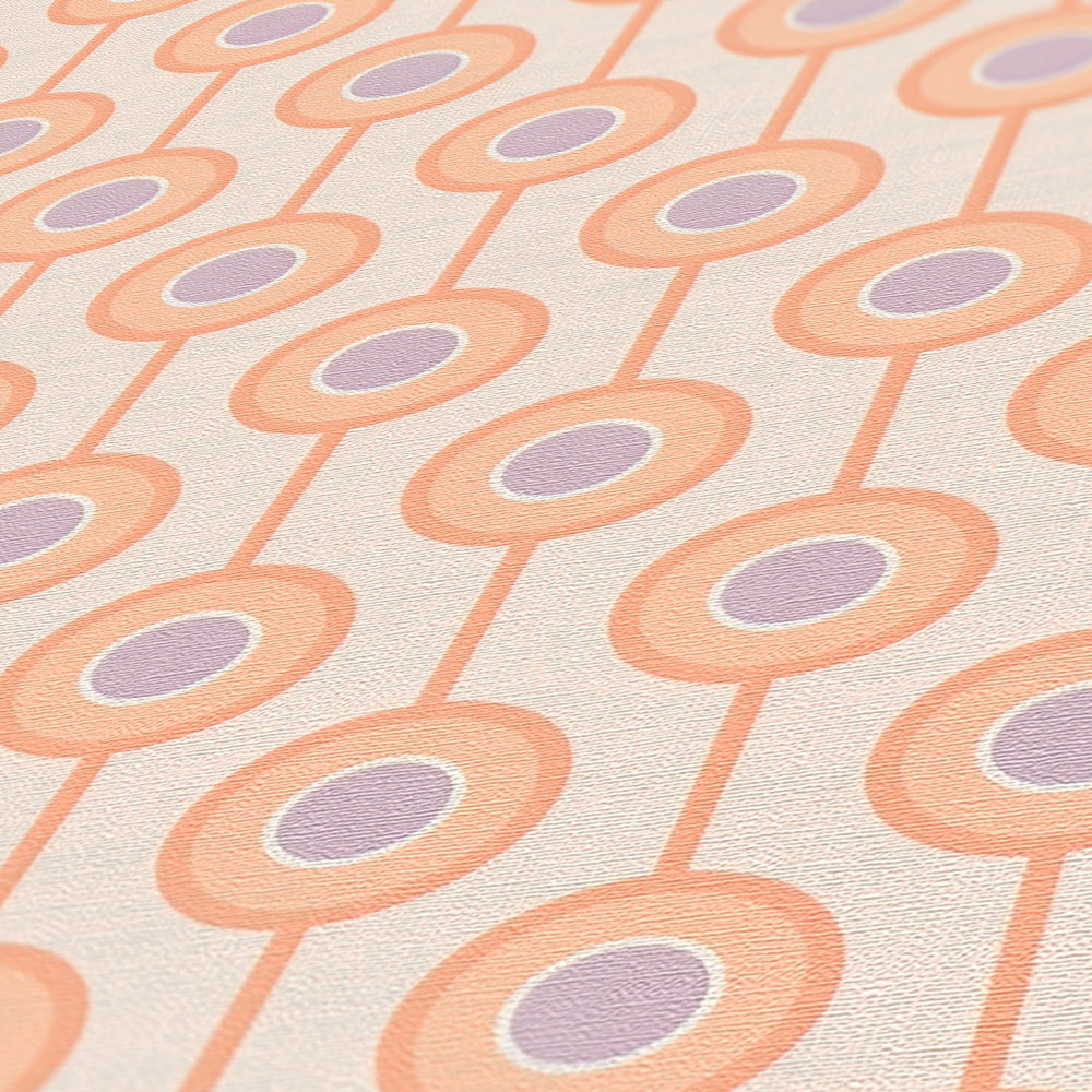Papier peint Rond Art Déco saumon parme - Retro Chic d'A.S. Création AMB4 | Réf. AS-395375