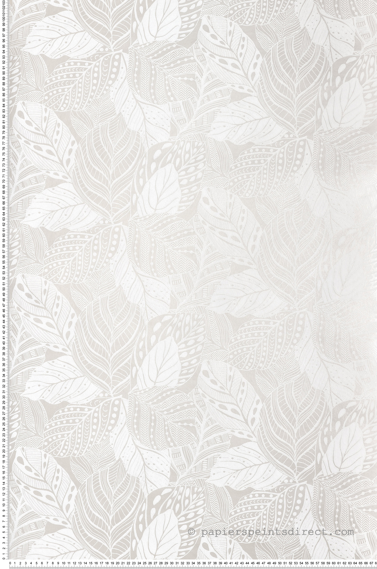 Papier peint Feuille de Vigne Graphique nacré - Greenhouse de York (Initiales) | Réf. INI-GO8224