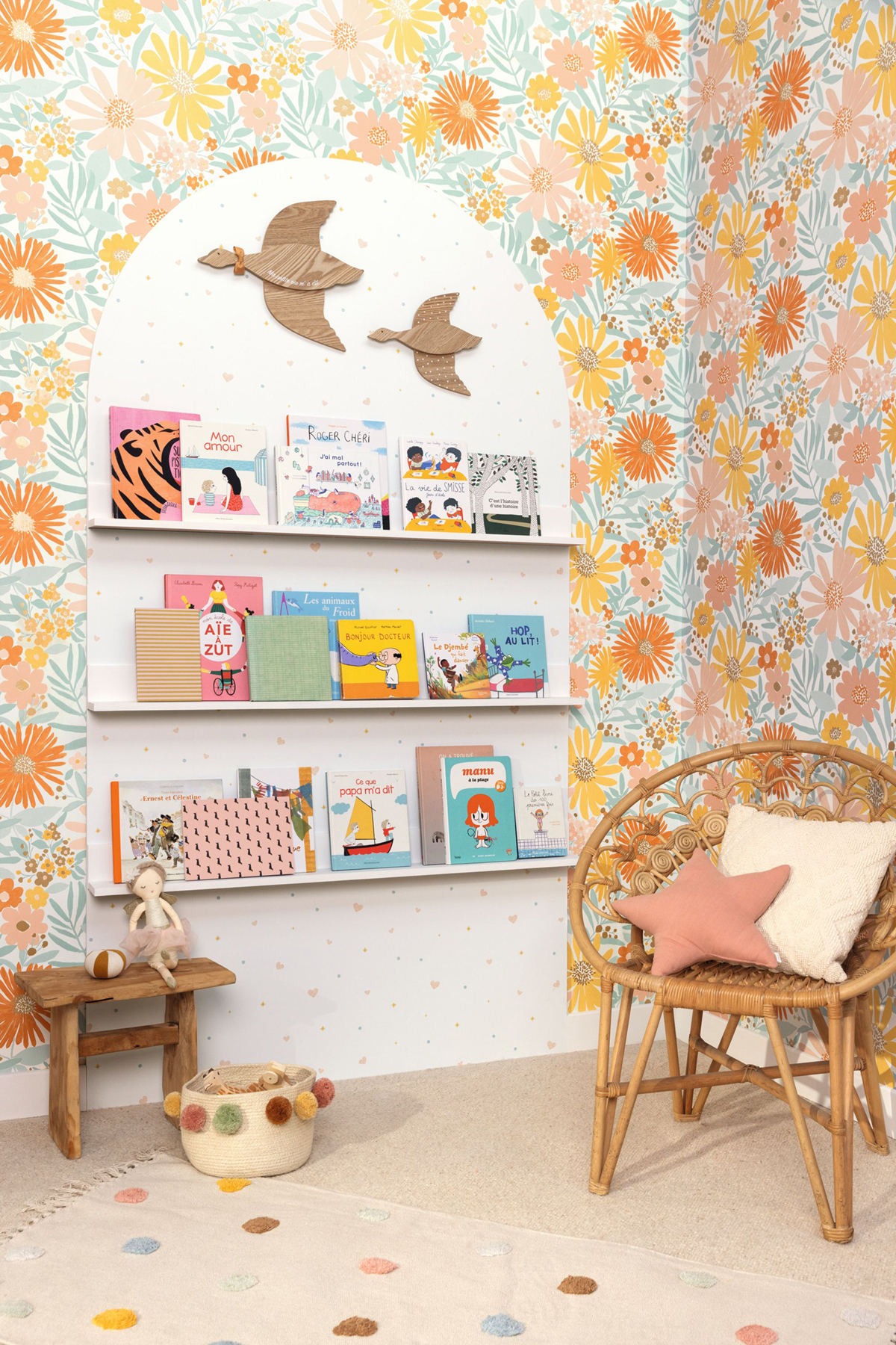 Papier peint Cœur Estelle blanc multicolore - Let's Go Girls! de Casélio AMB2 | Réf. LGG104440674