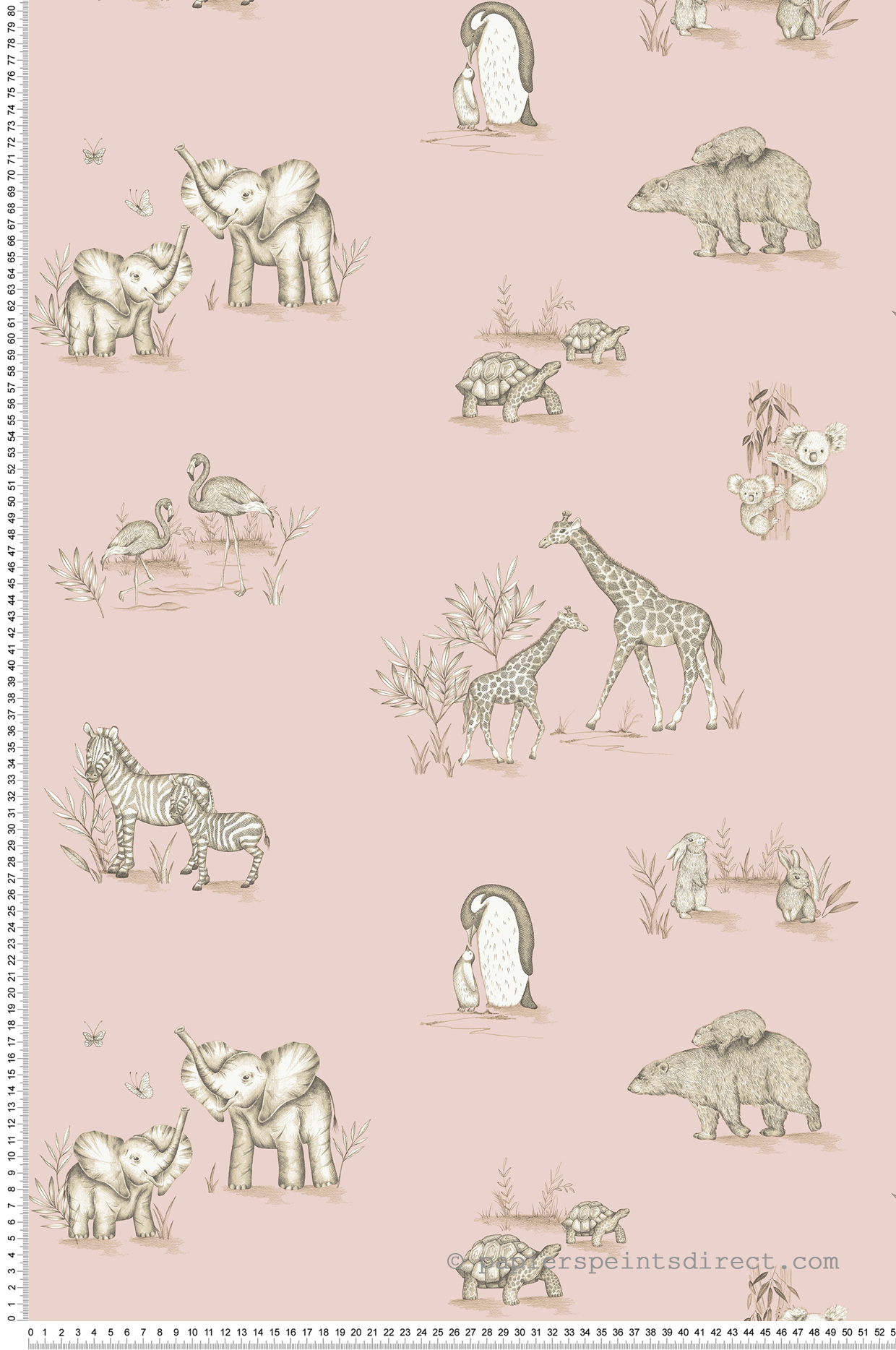 Papier peint Animaux Éléphant Safari rose - Imagine de Lutèce | Réf. LTC-DL27552