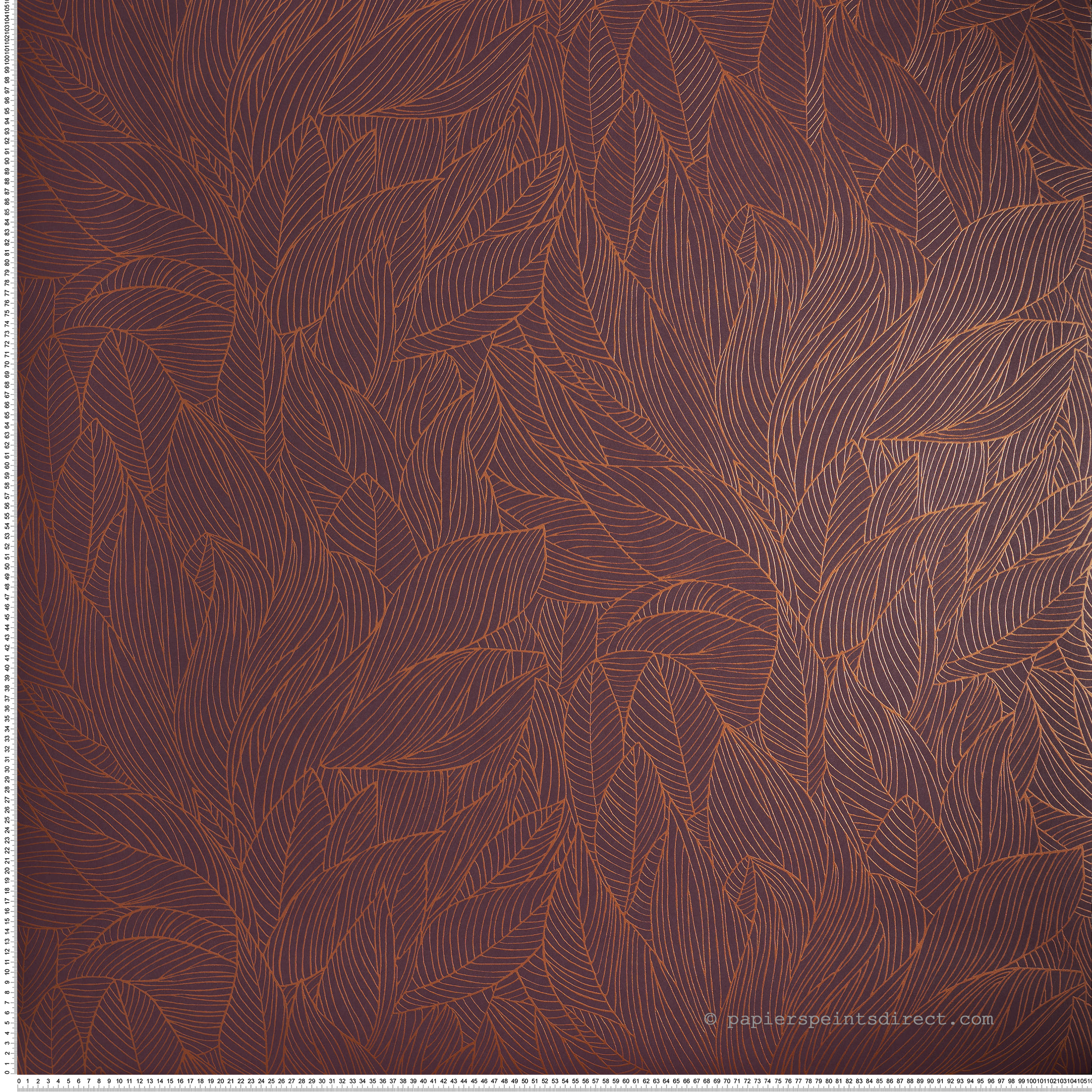 Papier peint Nervure de Feuille Hosta aubergine cuivré - Jardin Félicia de Casamance | Réf. CAS-76602854