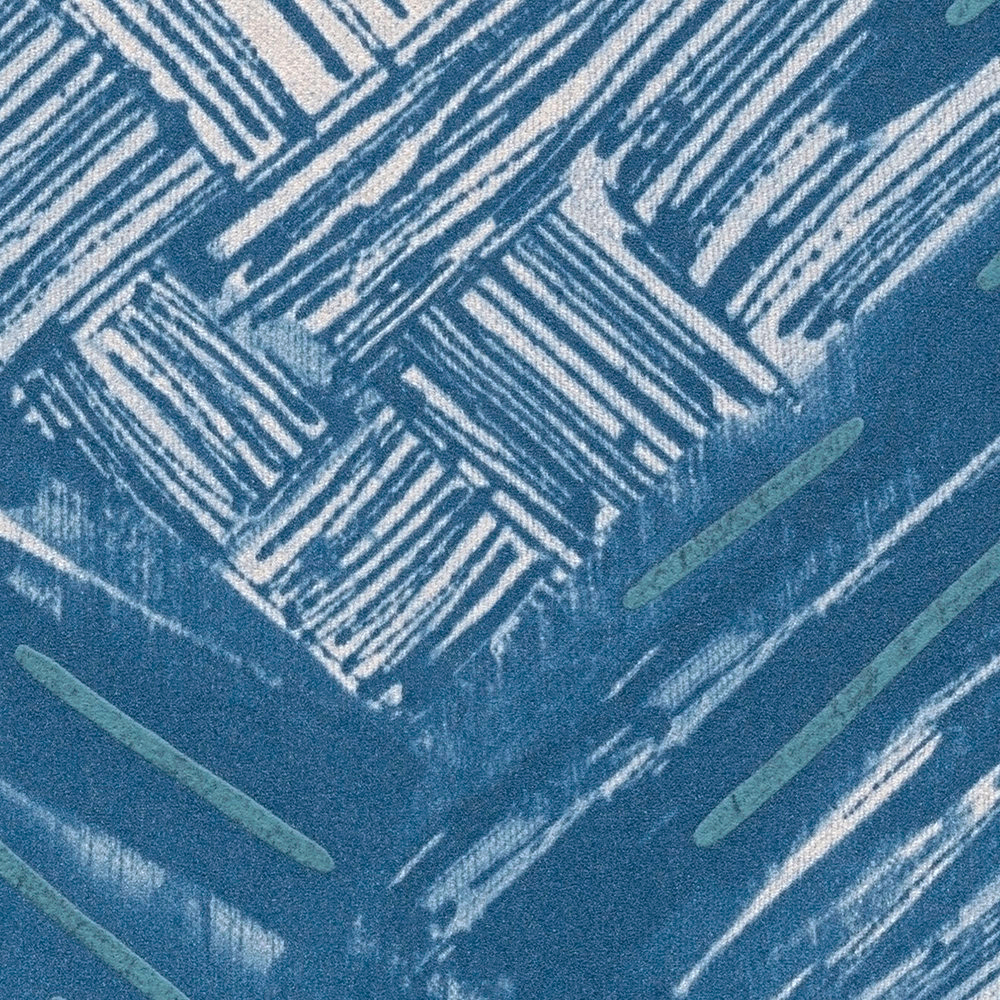 Papier peint Croquis Tissage Boho bleu jean - Abaca de Lutèce | Réf. LTC-51232601