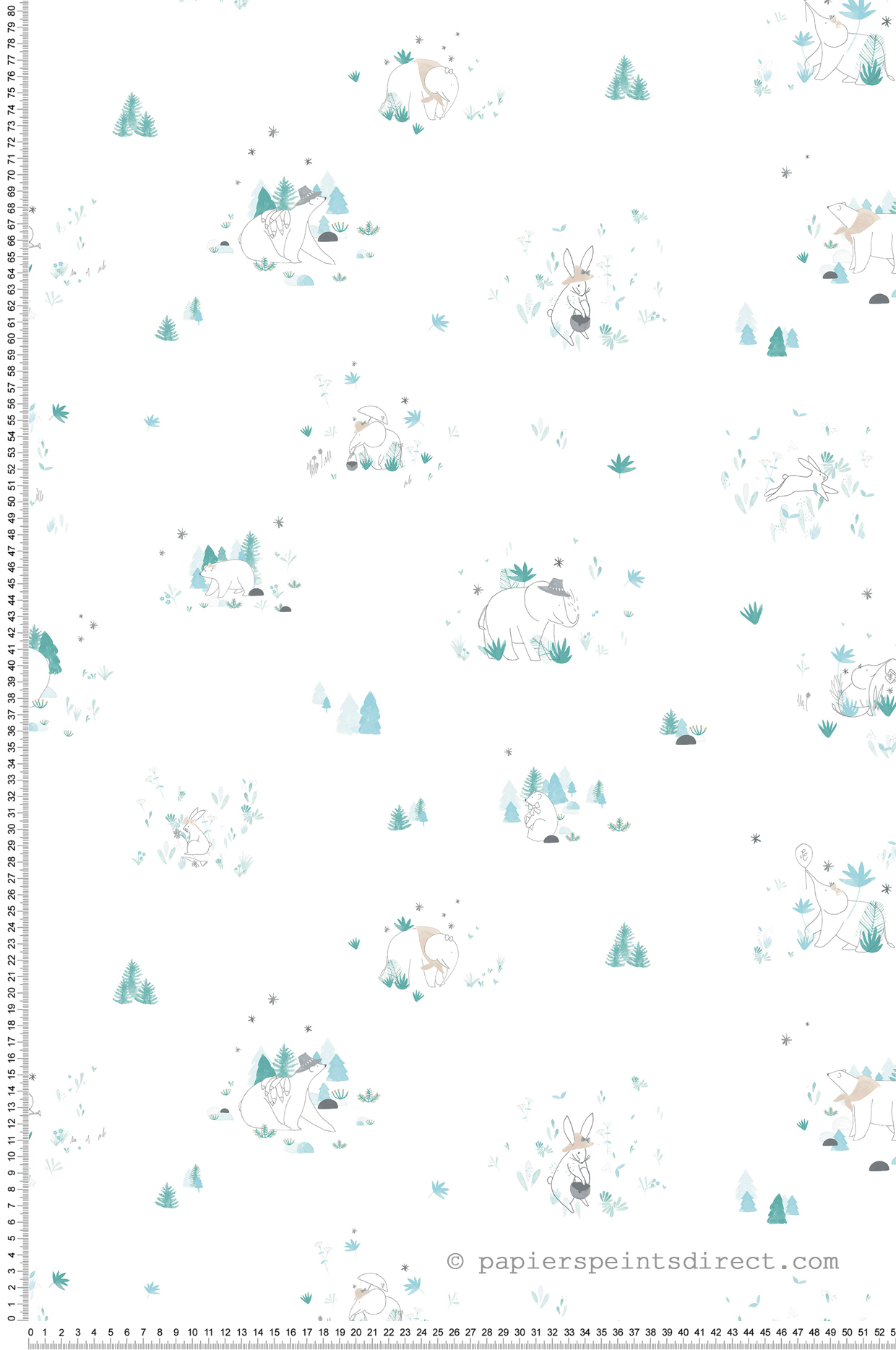 Papier peint Petits Animaux Nature bleu - Tartine & Chocolat de Lutèce | Réf. LTC-36230601