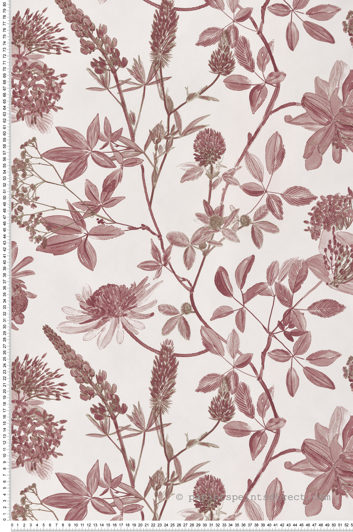 Papier Peint Feuillage Fleuri Aqua bordeaux doré - Elégance d'Ugépa | Réf. UGP-M45810