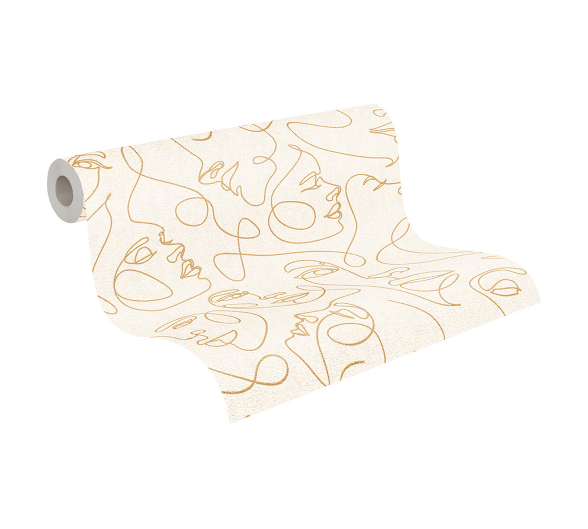 Papier peint Visages One Line Art doré blanc - Pintwalls 3 d'A.S. Création ROLL | Réf. AS-791722