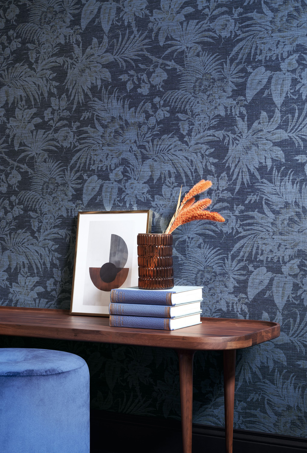 Papier peint Feuillage Tropical Fern bleu marine - Five o'clock de Casadeco | AMB Réf. FOCL85786787