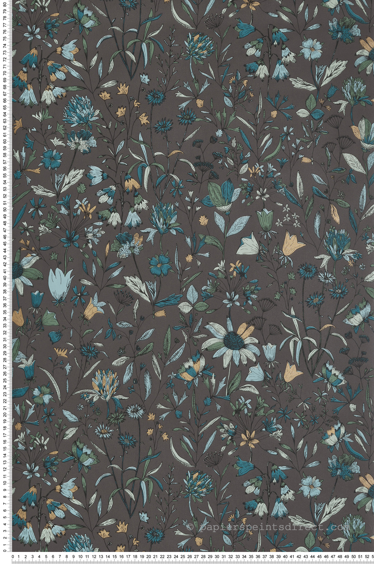 Papier peint Fleur Jardin de Giverny bleu anthracite - Nos Gravures de Casélio | Réf. NGR103009655