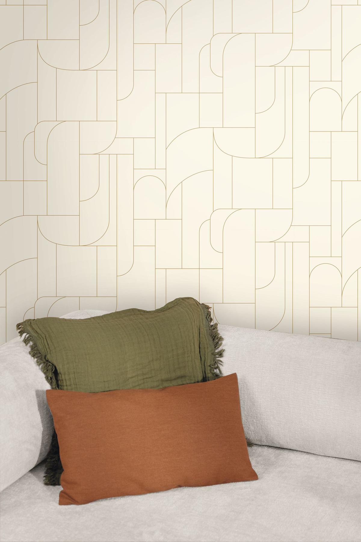 Papier peint Design Géométrie Achille blanc doré - Maison Siméon de Casélio | Réf. MSI107390199