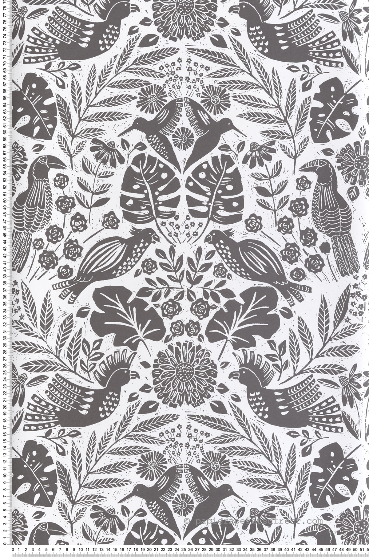 Papier peint Nature Gravure Tropical anthracite - Harmony de Lutèce | Réf. LTC-FD27004