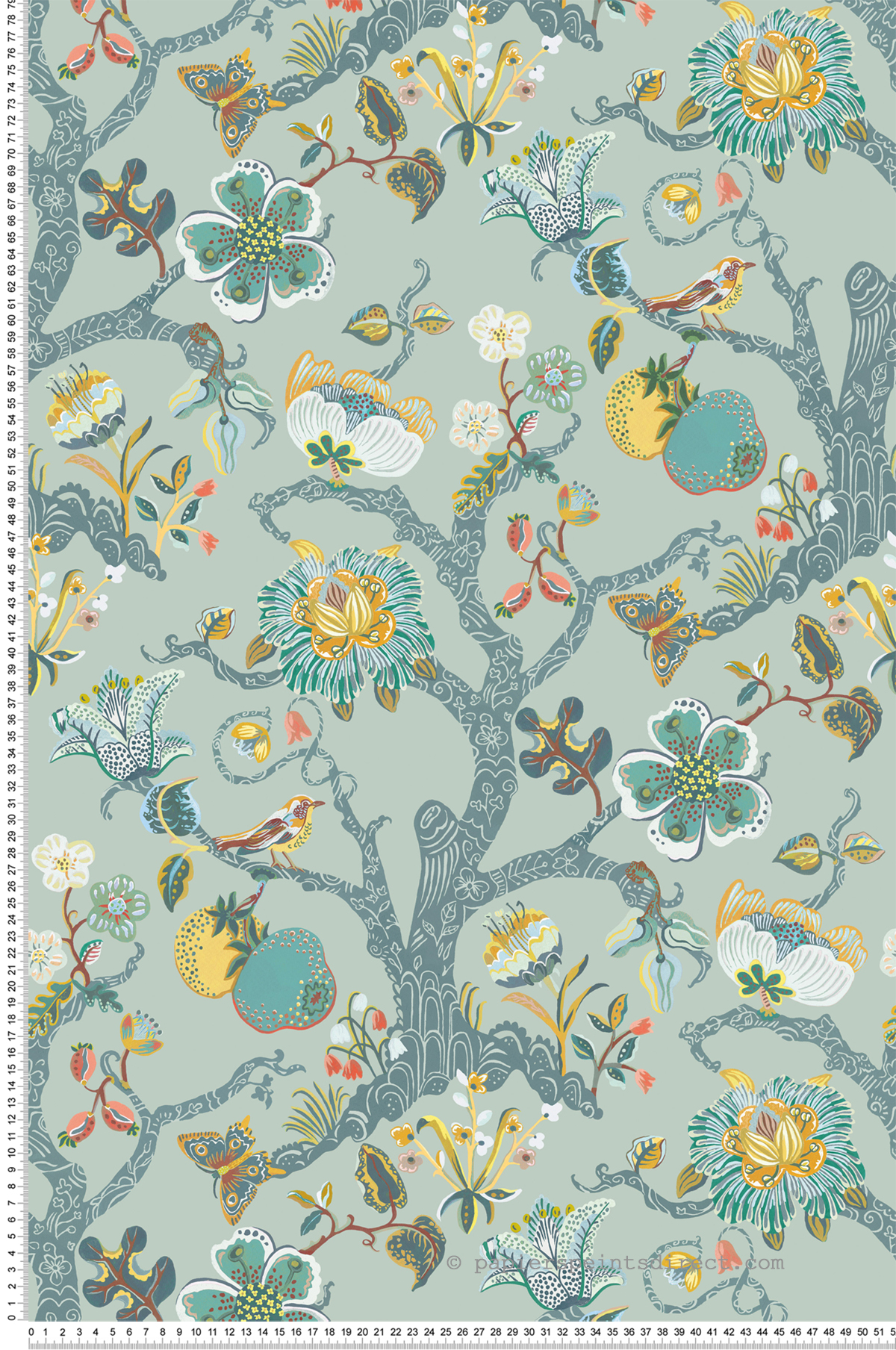 Papier peint Forêt Fleur Puzzlewood bleu - Rhapsody d'Osborne & Little | Réf. OSB-W7818-03