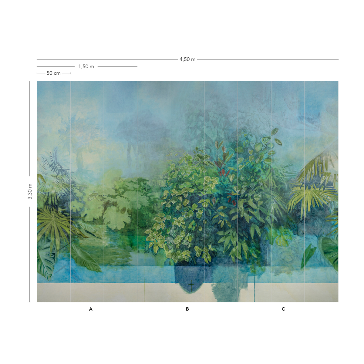 Papier peint panoramique Jungle Exploration Vert A+B+C - 1/2/3/4/5/6/7/8/9 AMBr - Isidore Leroy