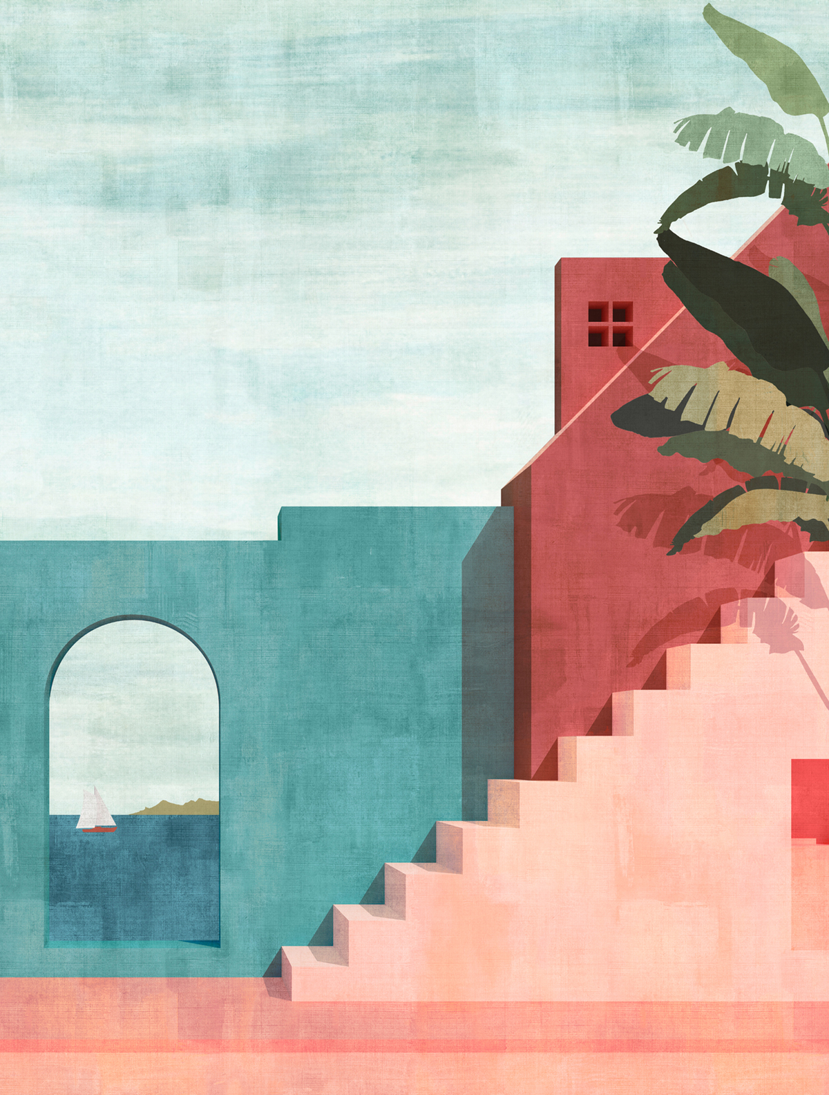 Papier peint panoramique Mer Sud Palmier - The Wall 3 d'A.S. Création | Réf. AS-398891