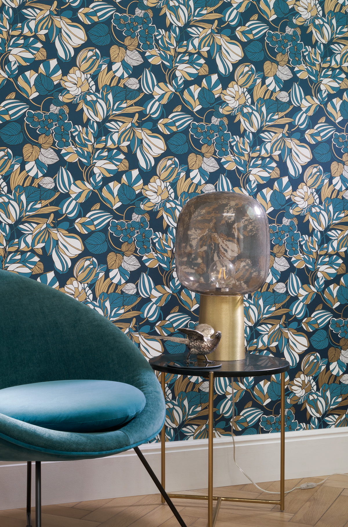 Papier peint Nature Tulipe bleu or - 1930 de Casadéco | Réf. MNCT85716306