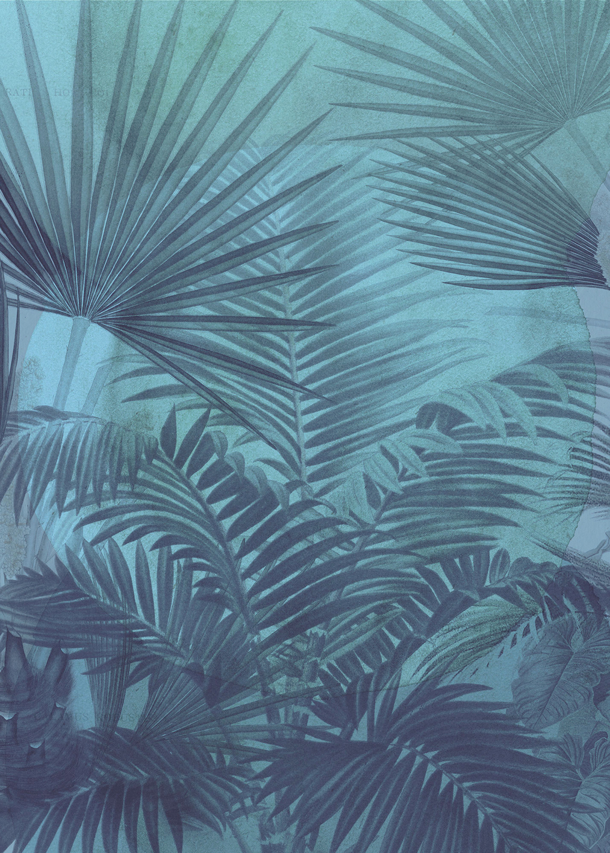 Papier peint panoramique Jungle Transparecy bleu - Papier Peint Komar INK