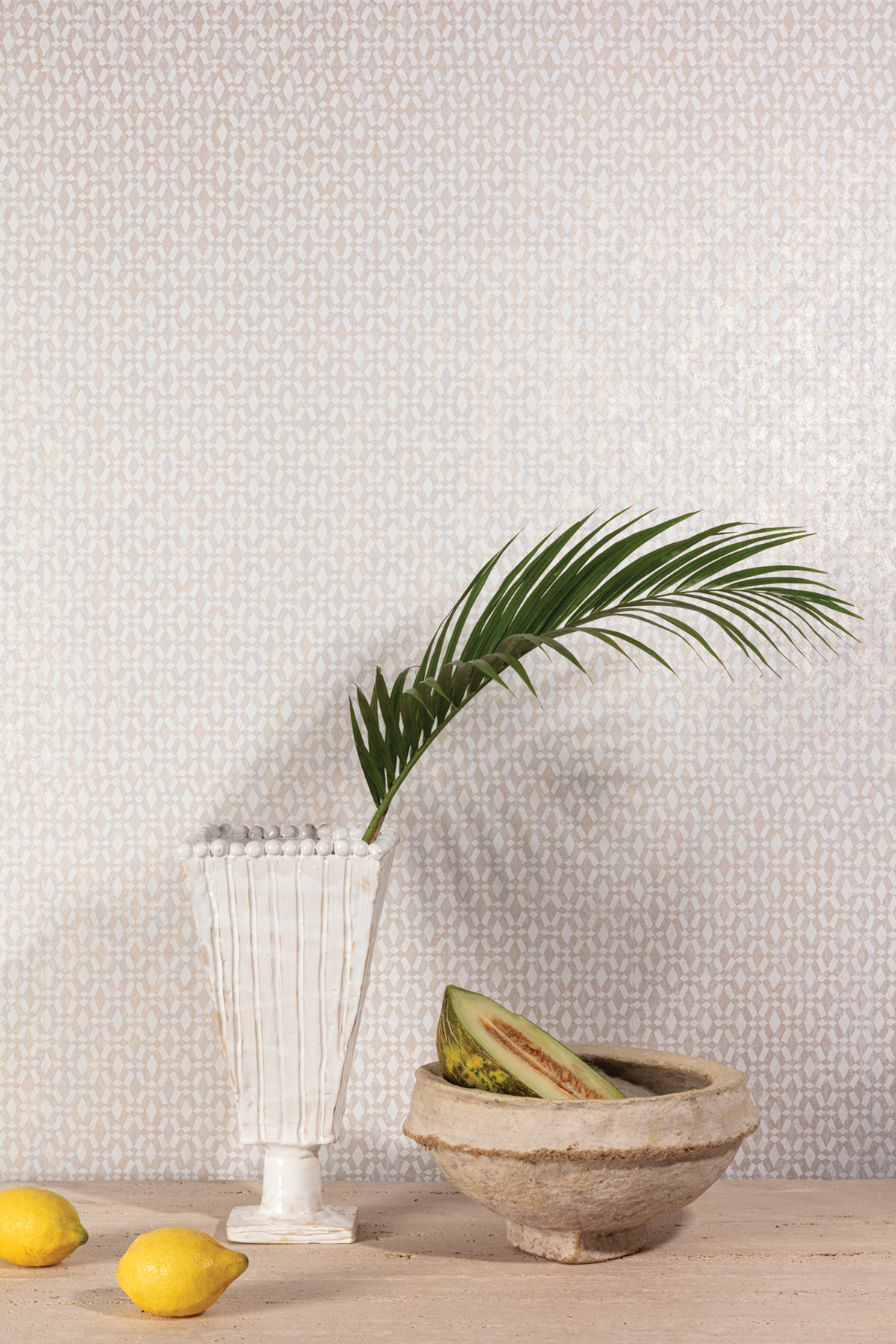 Papier peint Losange Ethnique Ada beige métallisé - Havana de Masureel | Réf. MAS-HAV503