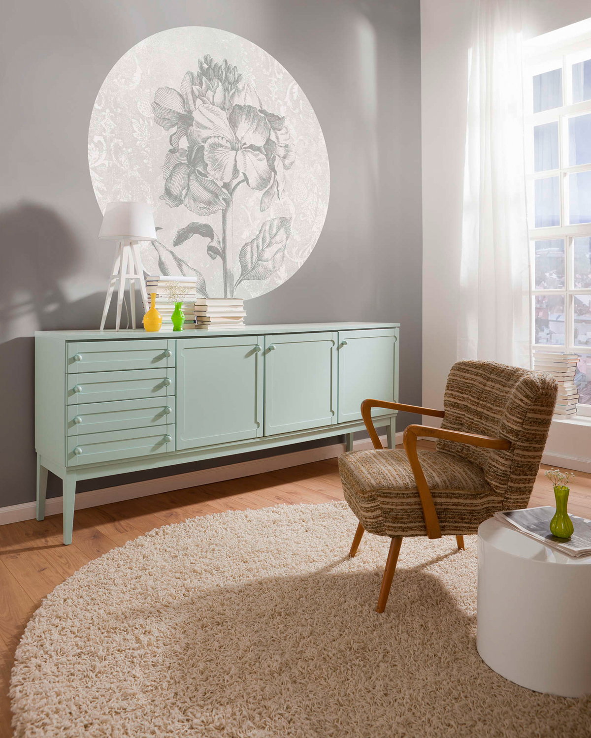 Papier peint adhésif rond Barock Beauty - Papier peint Komar Dots