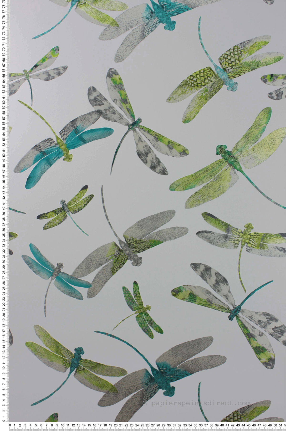Papier peint Nature Libellule vert et argenté - The Wallpaper Collection de Matthew Williamson | Réf. OSB-W6650-01