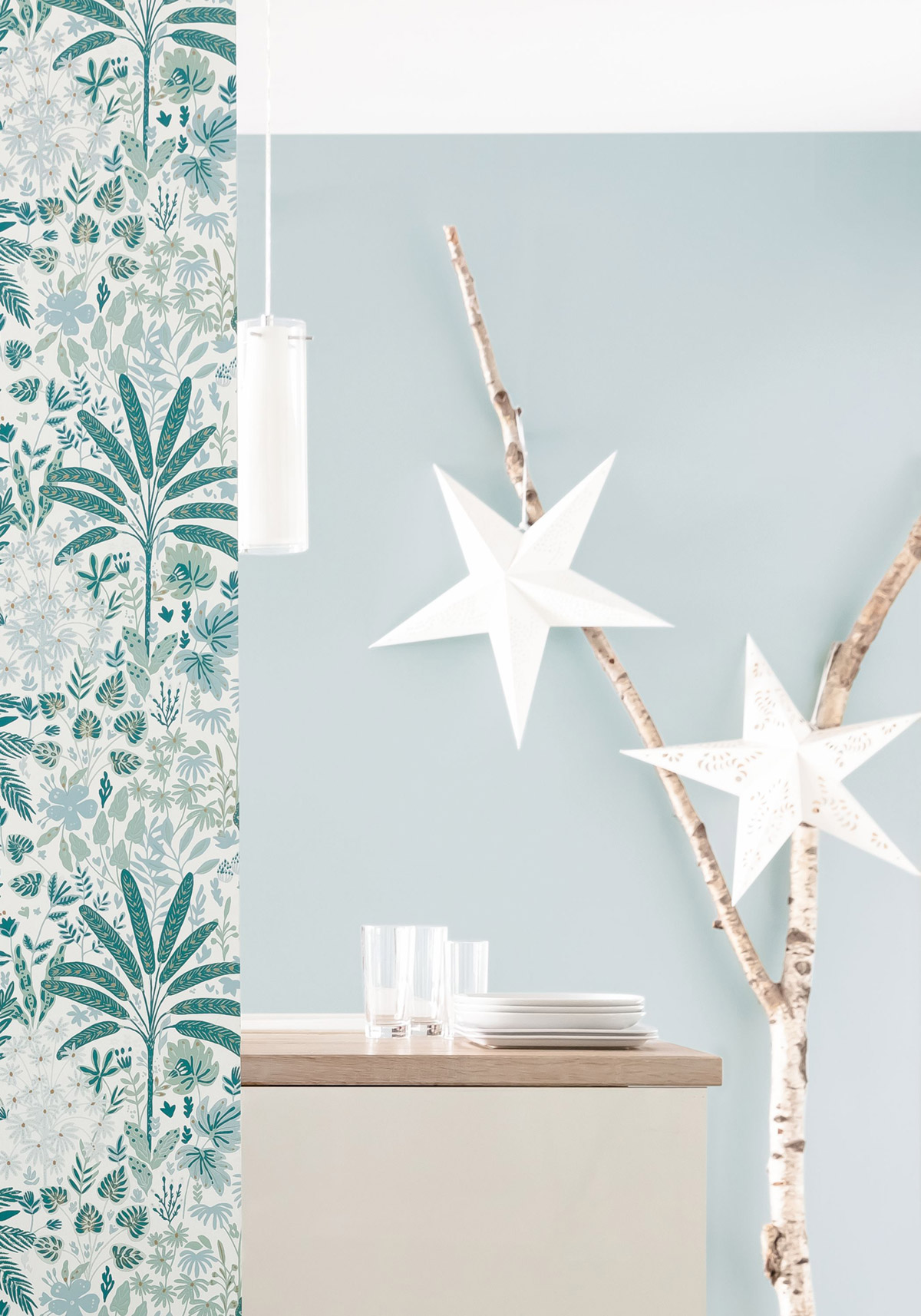 Papier peint Uni Lin bleu ciel - Balade de Casélio | Réf. BLD100607111