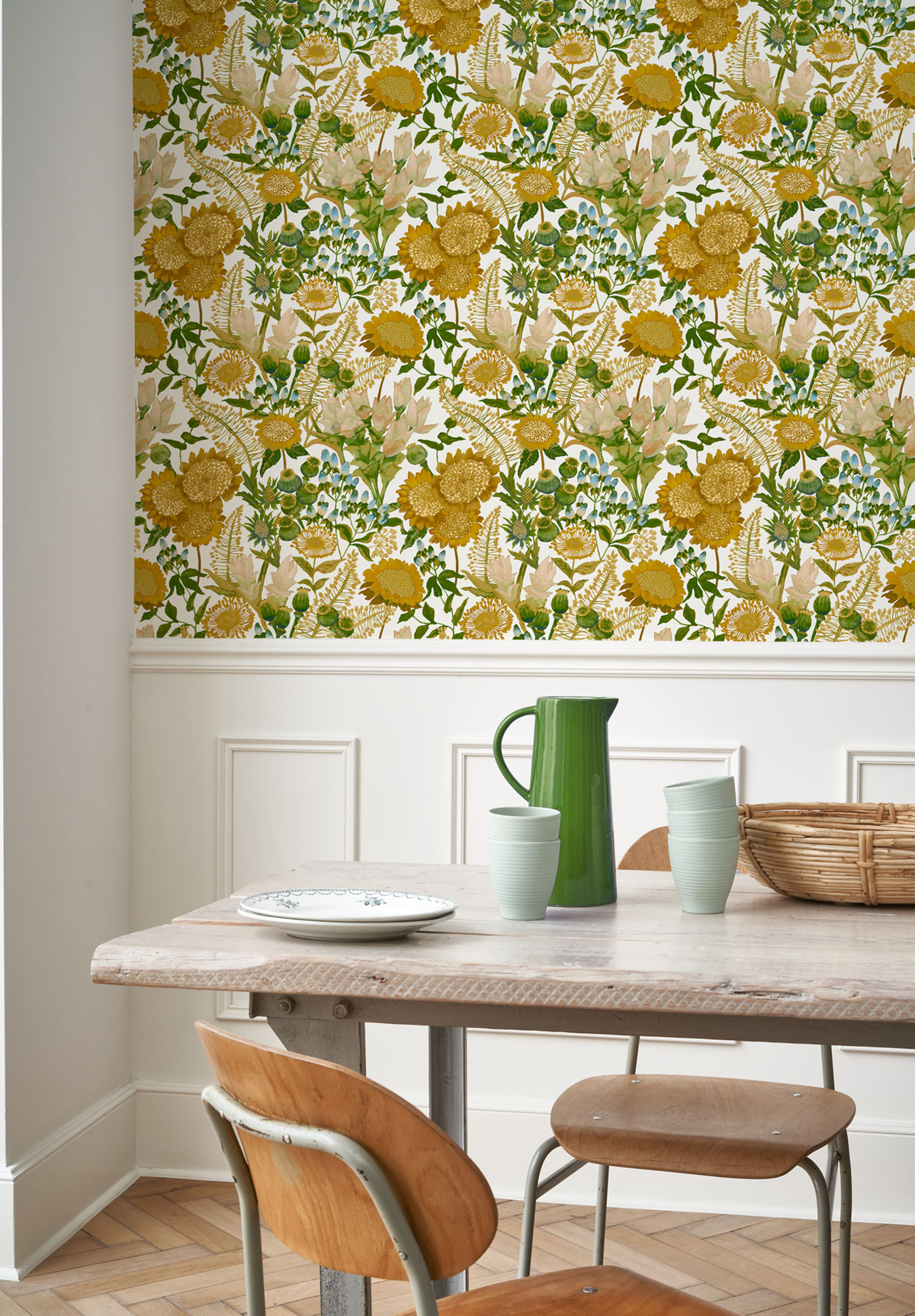 Papier peint Fleur Saint Paul de Vence jaune ocre - Echappée Belle de Casadéco | Réf. ECHA89817323