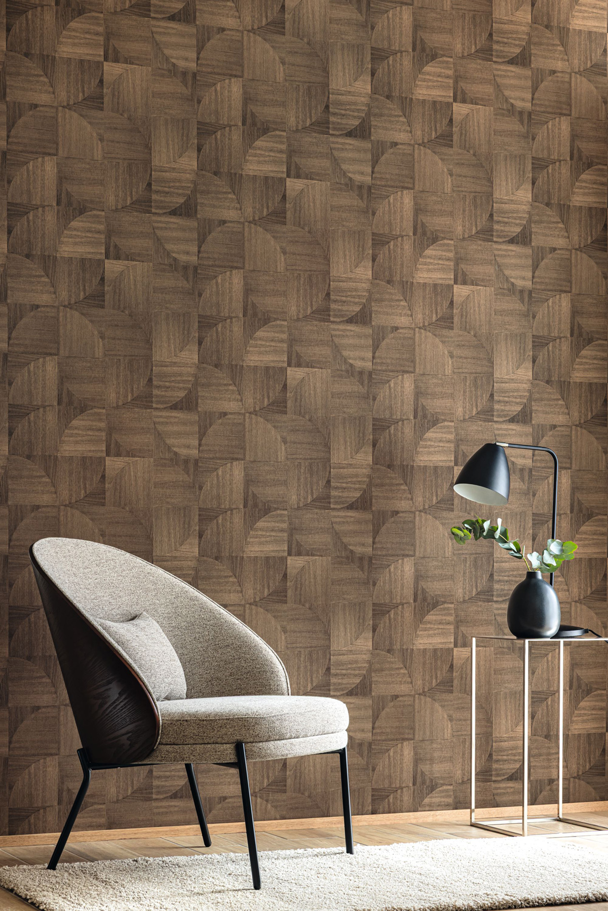 Papier peint Patchwork Bois Structura marron - Woodline de Casélio | Réf. WOD106822002