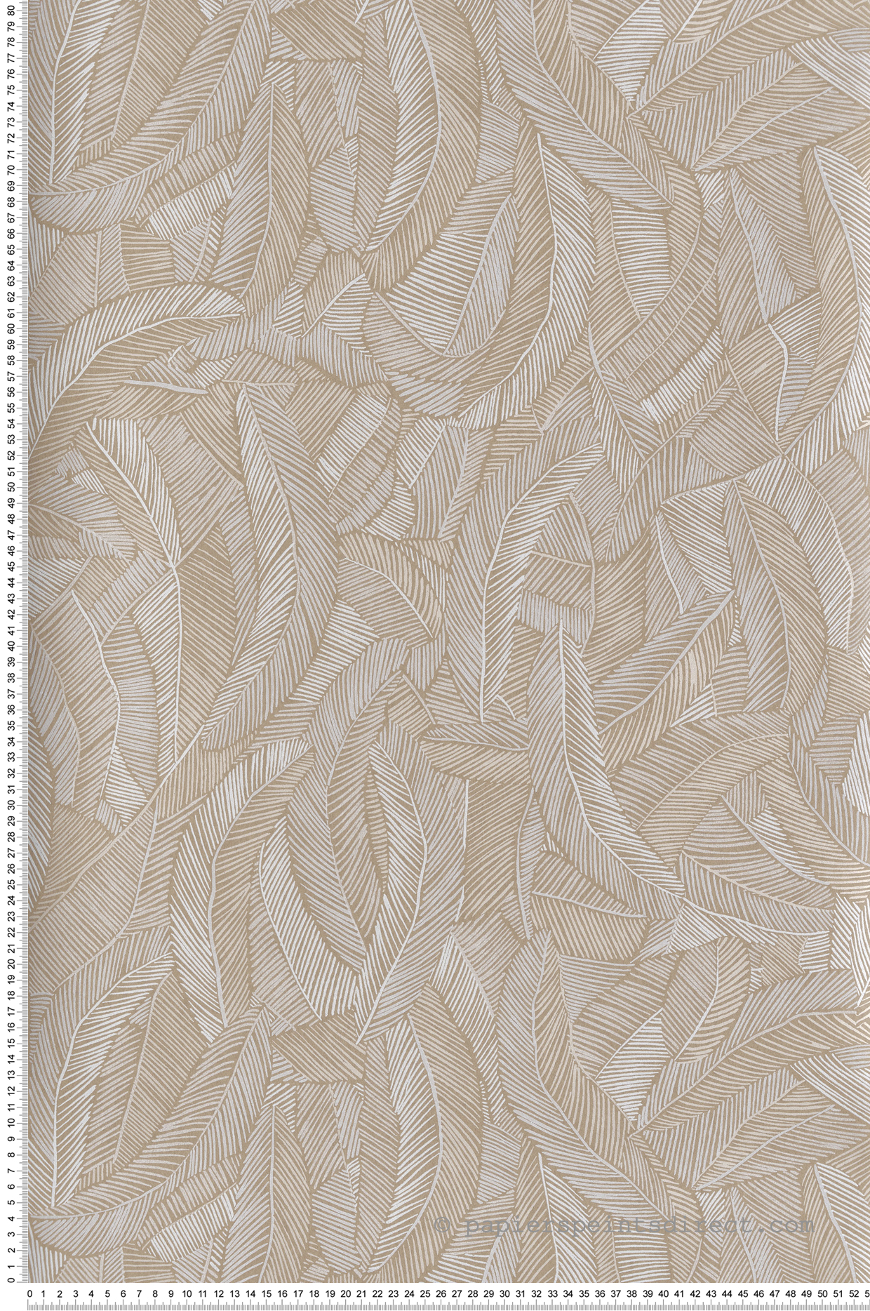 Papier peint Feuille Pennas ficelle métallisé - Romance de Masureel | Réf. MAS-ROM201