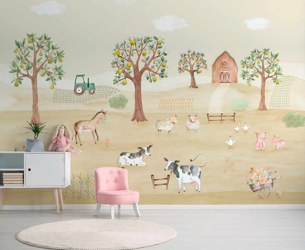 Papier peint panoramique Animaux de la Ferme beige - Panorama 2 de Lutèce | Réf. LTC-PAN1861C