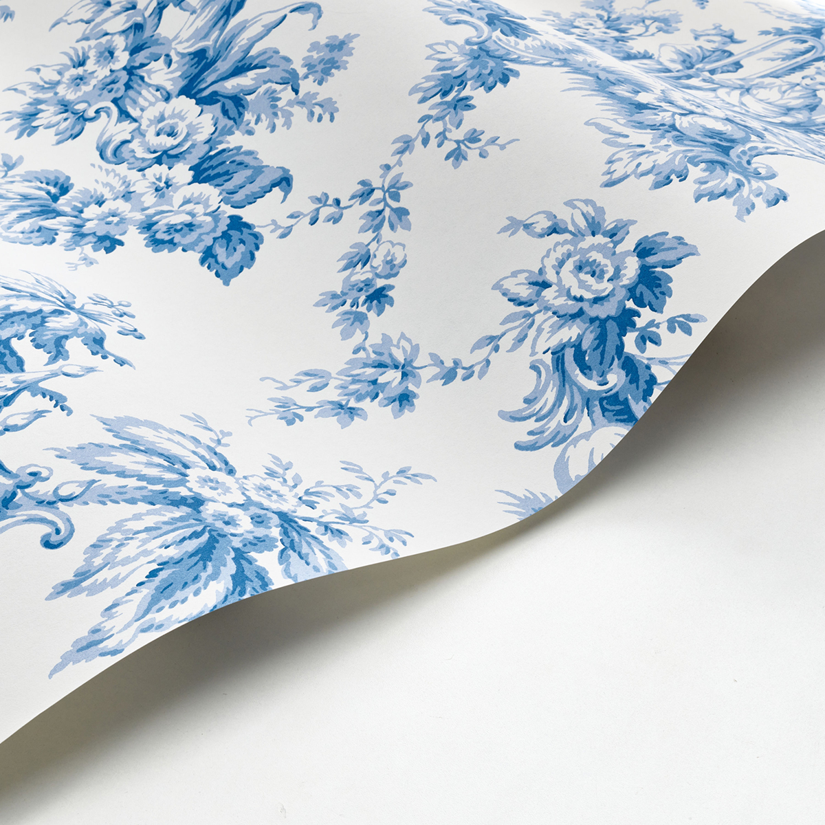 Papier peint Palais De Chine Toiles de Jouy bleu faïence - Les Belles Toiles De Jouy de Casadéco AMBV | Réf. LBTJ87936719