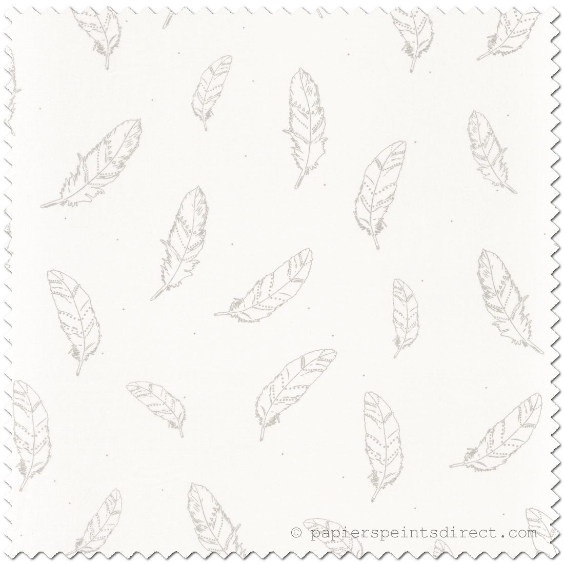 Tissu Voile enfant Plumes argenté - Girl Power de Casélio | Réf. GPR100969231