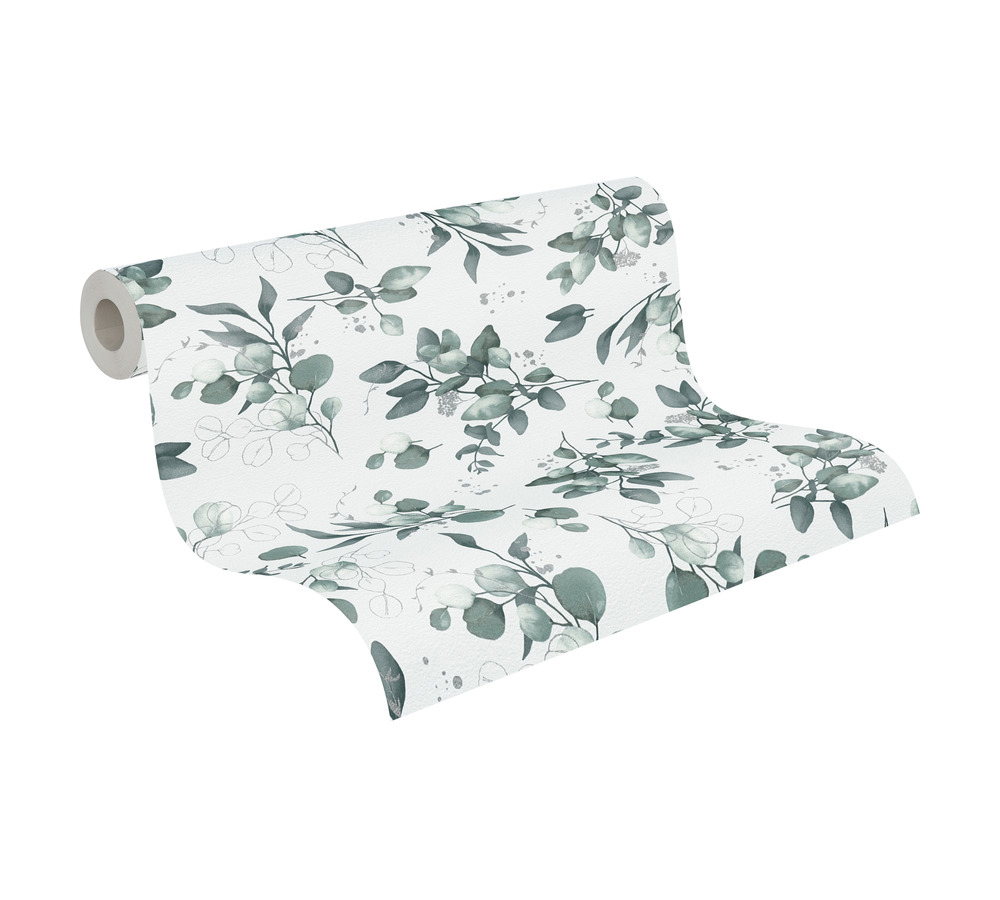 Papier peint Douce Nature vert argenté - Pure Elegance d'A.S. Création AMBR | Réf. AS-397682