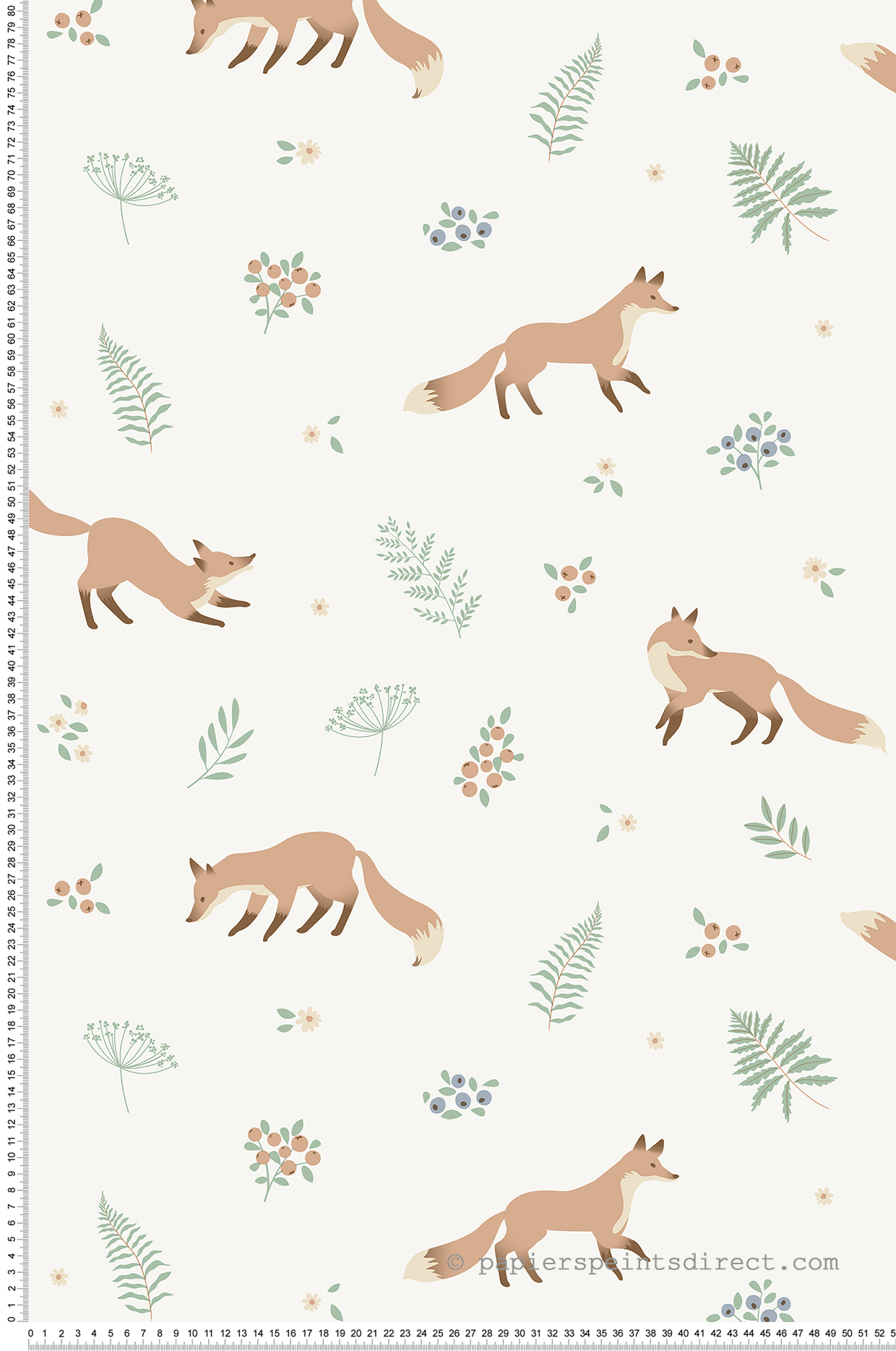 Papier peint Renard Forêt Enchantée terracotta bleu - Sweet Dreams d'Ugépa | Réf. UGP-N06407