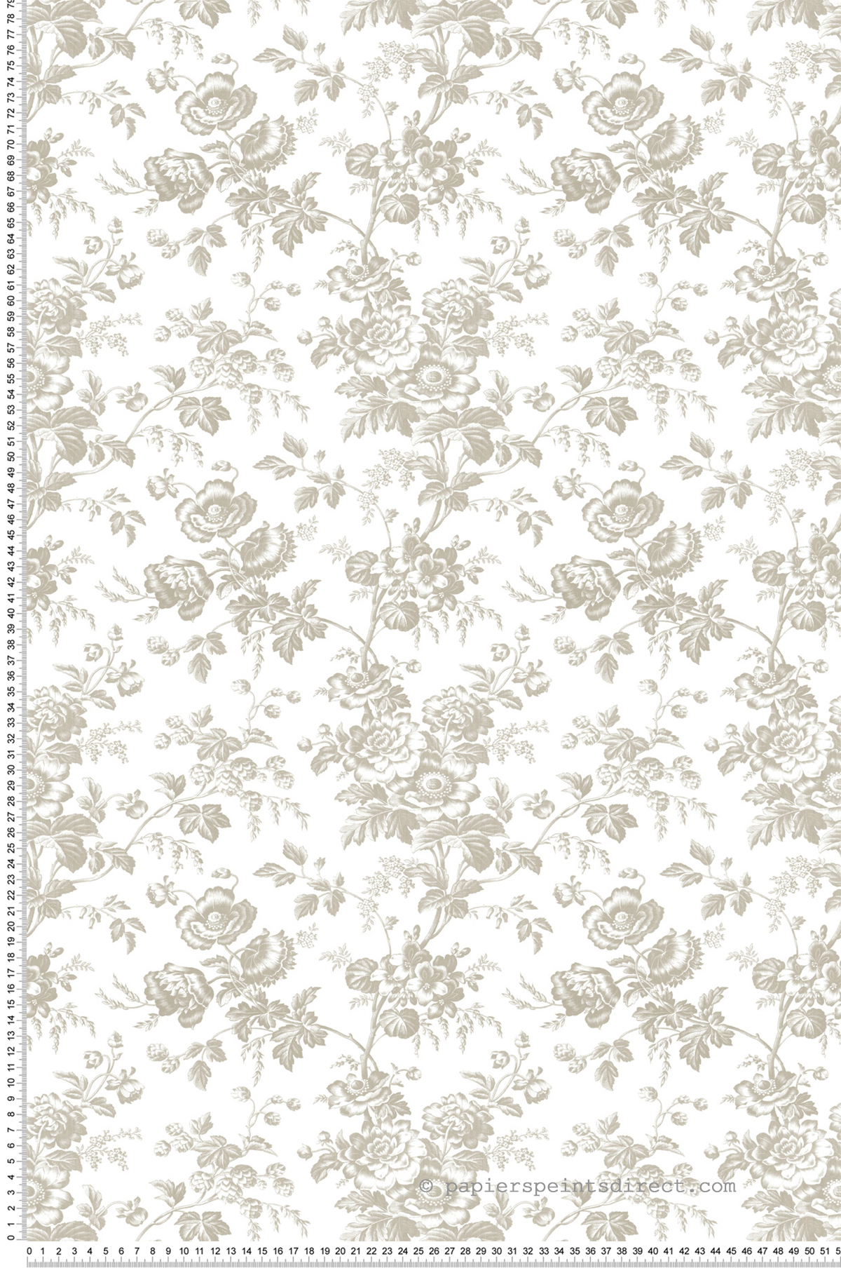 Papier peint Fleurs Anemone Vintage gris blanc cassé - Toiles de York (Initiales) | Réf. INI-RT7872