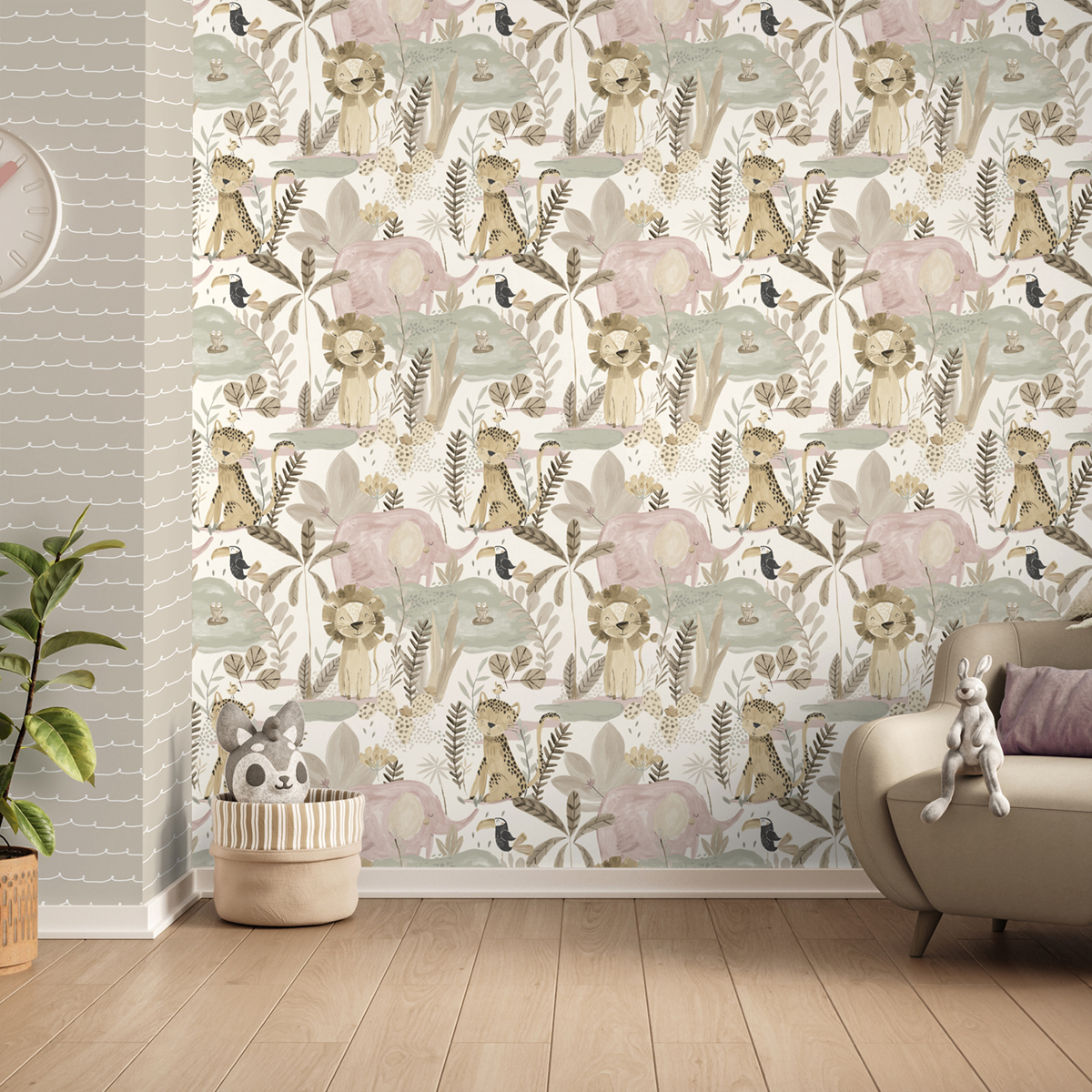 Papier peint Jungle Animaux Enfant beige - Imagine de Lutèce AMB2 | Réf. LTC-DL27557