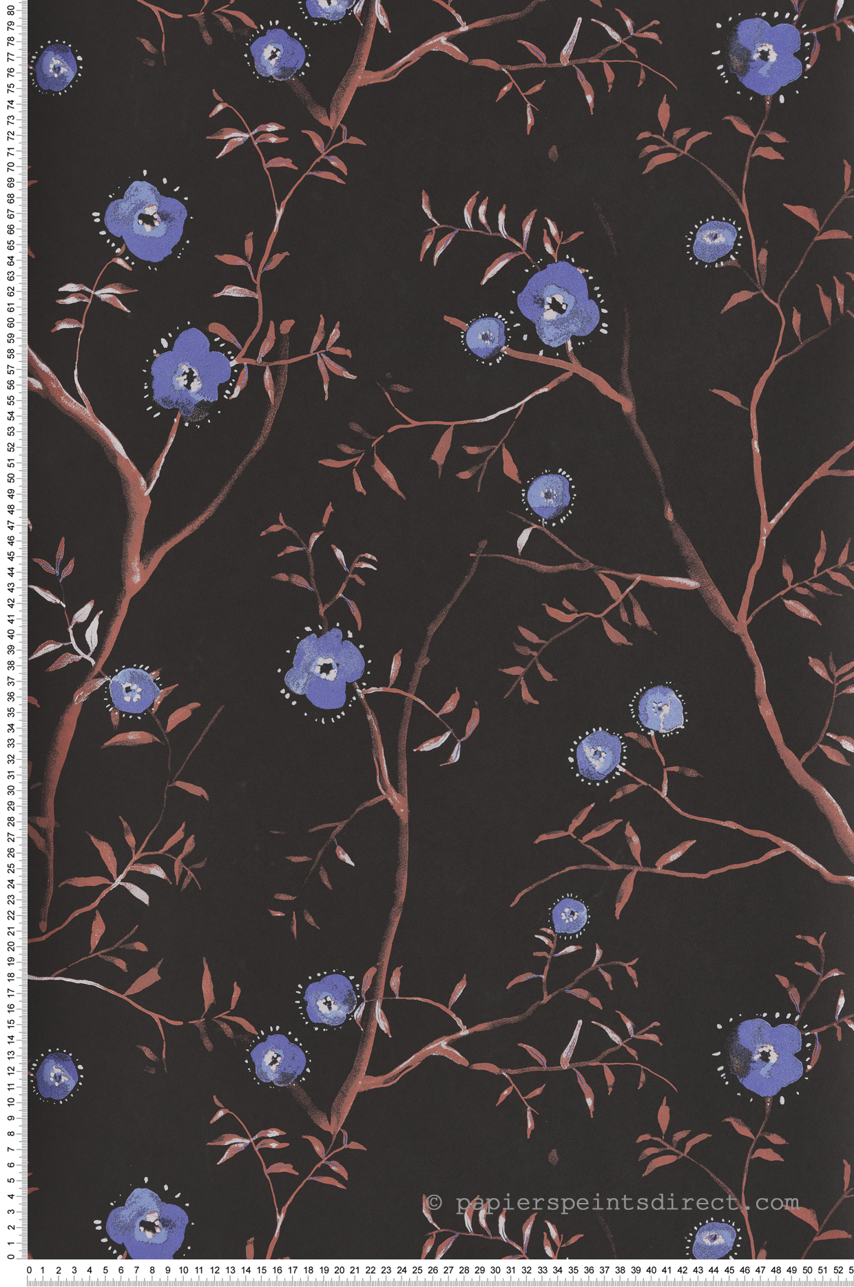 Papier peint Fleurs Japonaises Sari violet métallisé - Summer de Masureel | Réf. MAS-SUM205