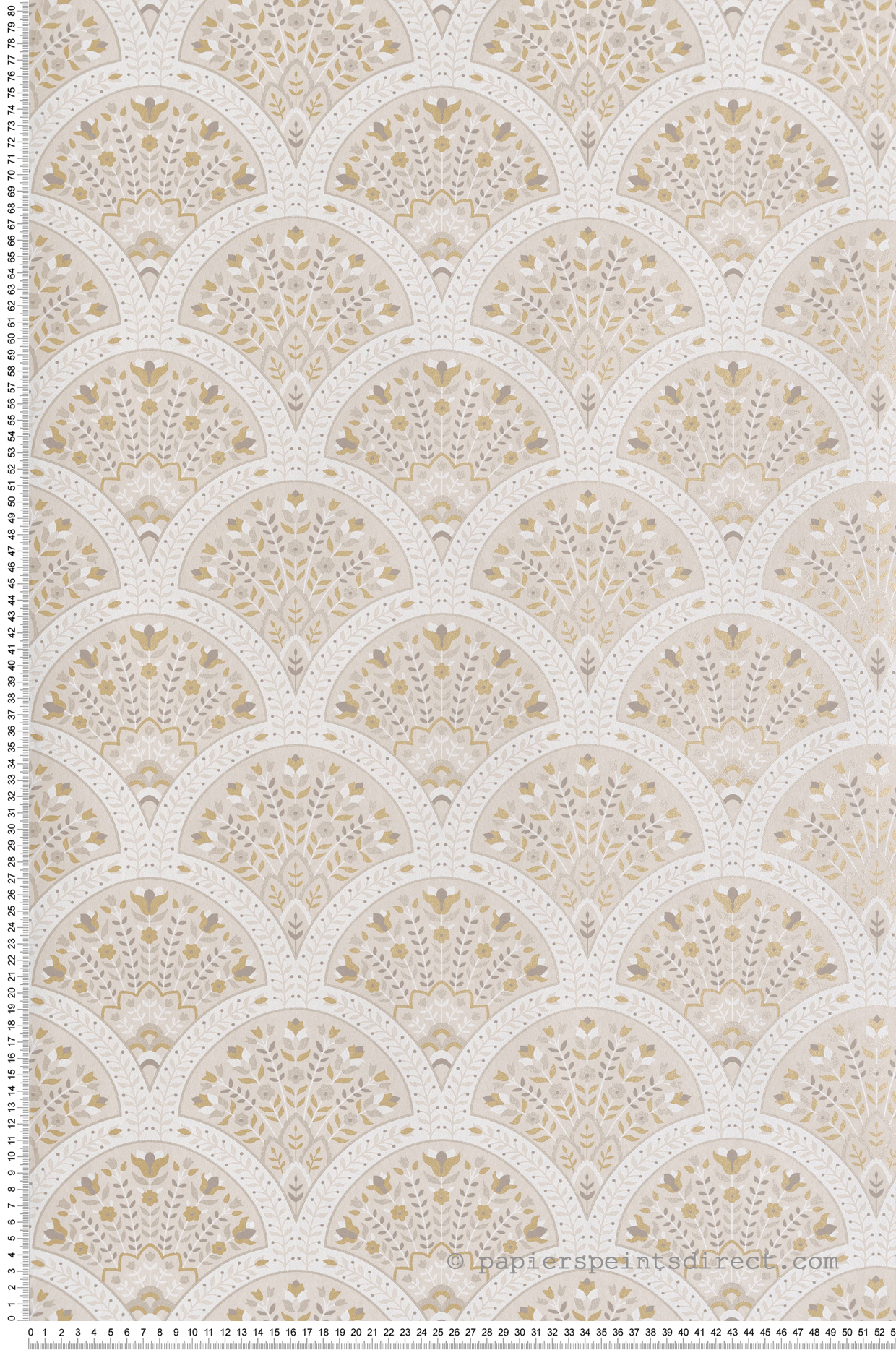 Papier peint Art Déco Wallace beige crème irisé - Heritage de Casadéco | Réf. HETA201191324
