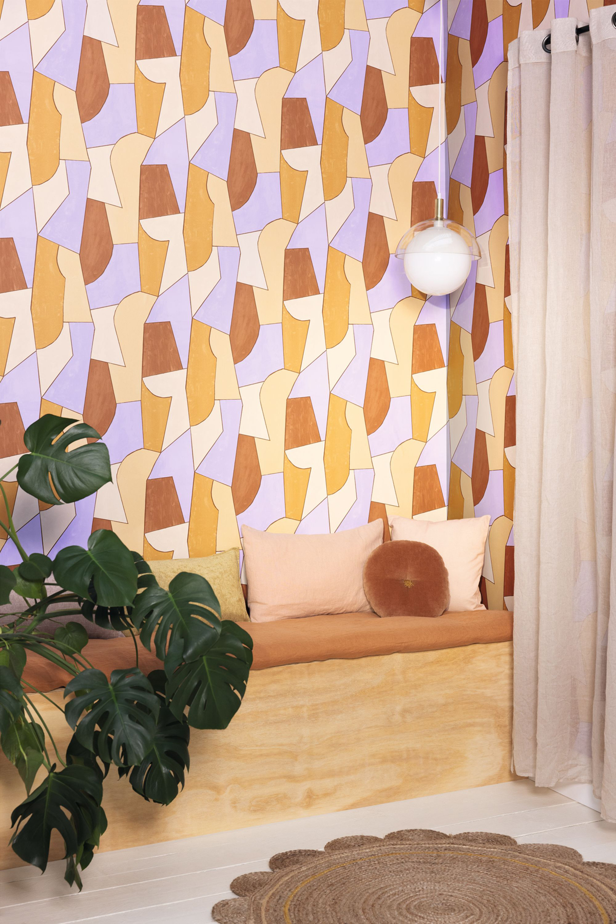 Papier peint Graphique Etoffe parme camel - XXL de Casélio | Réf. XXL104513040