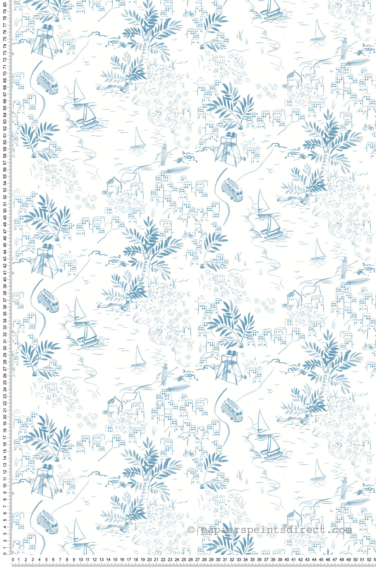 Papier peint Paysage Littoral Bateaux bleu - Tartine & Chocolat de Lutèce | Réf. LTC-36230301