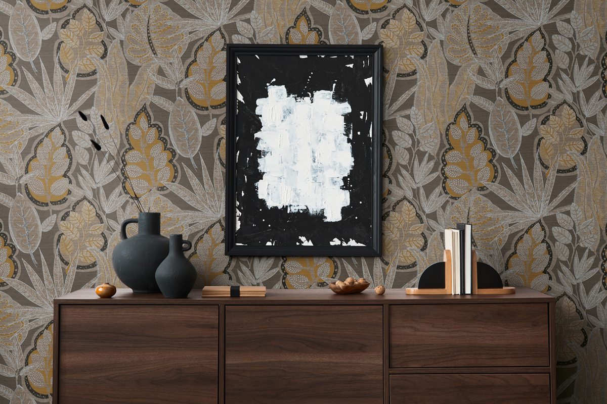 Papier peint Feuillage Symbole Indiana brun ocre - Famous Garden d'A.S. Création AMB3 | Réf. AS-393463