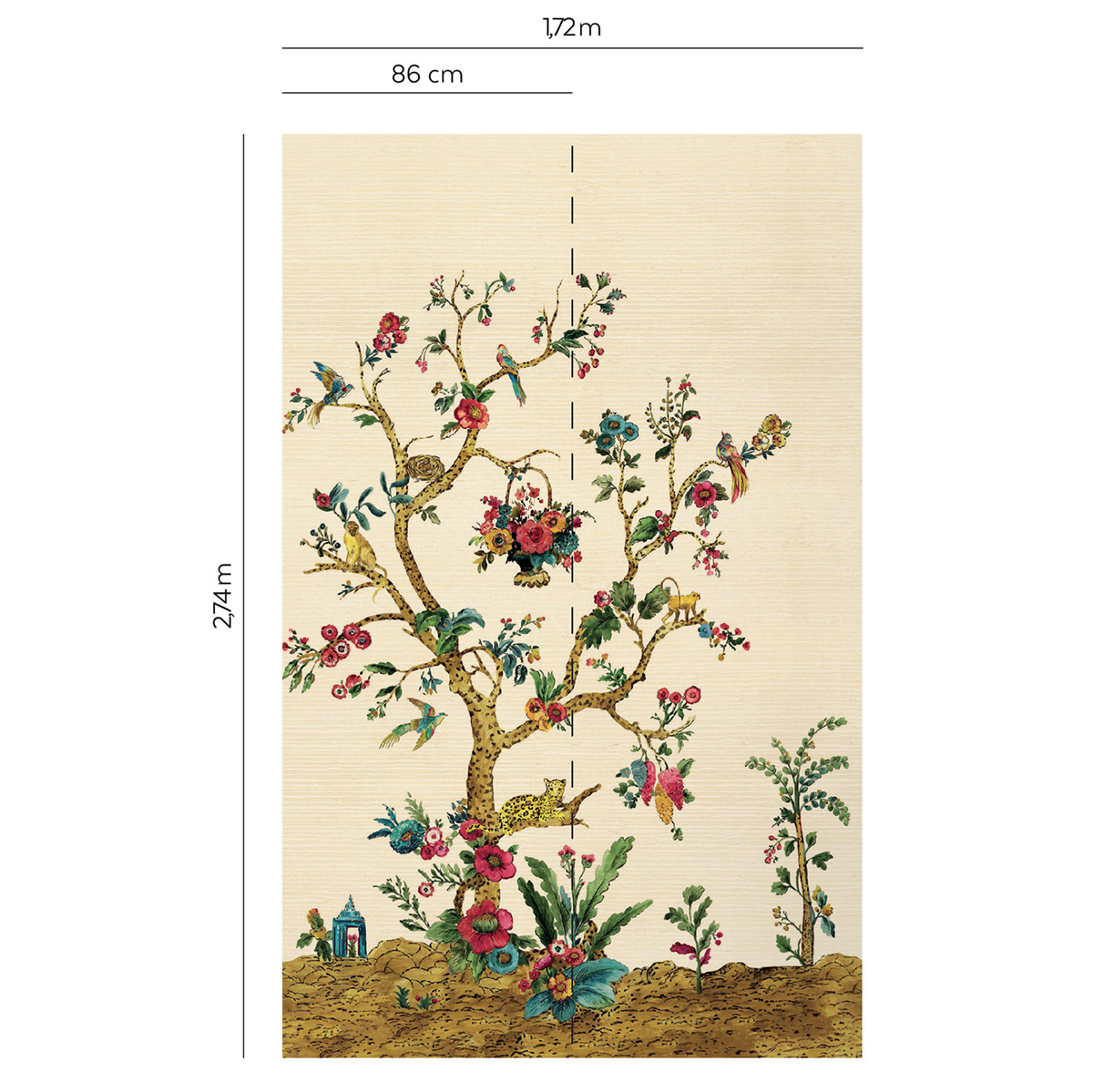 Papier peint panoramique Arbre Léopard Tanzanie Grasscloth doré - Daisy Bennett d'Initiales AMBR | Réf. INI-DB33306M