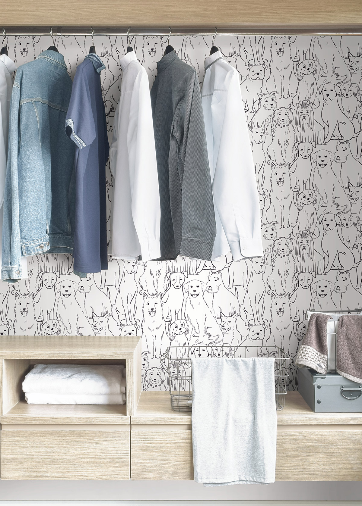 Papier peint adhésif Chien Toutous noir blanc - Les Adhésifs de Lutèce AMB2| Réf. LTC-NUS3675