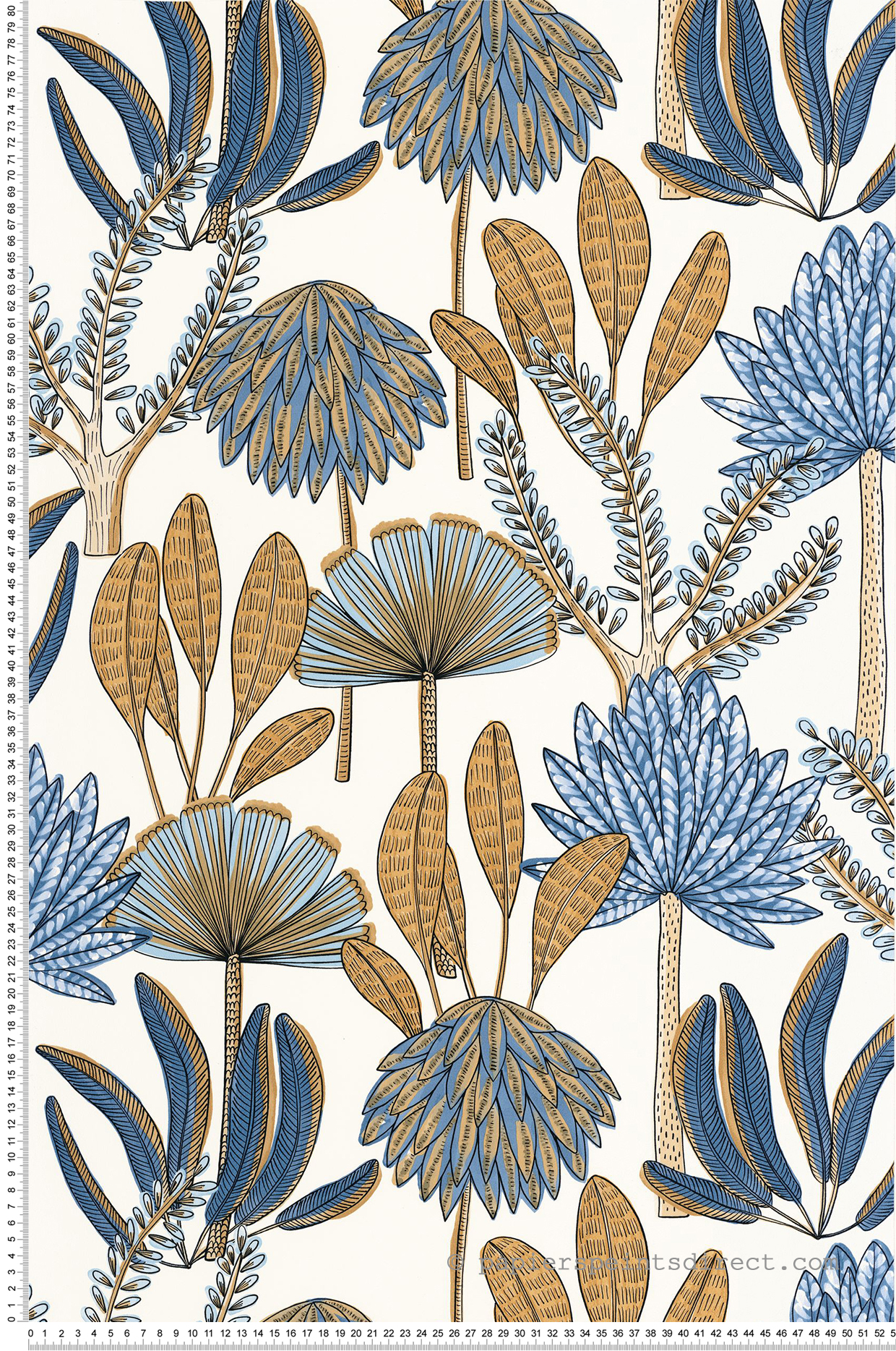 Papier peint Feuillages Jungle Bali bleu camel - Stay Wild de Casélio | Réf. WILD104930637